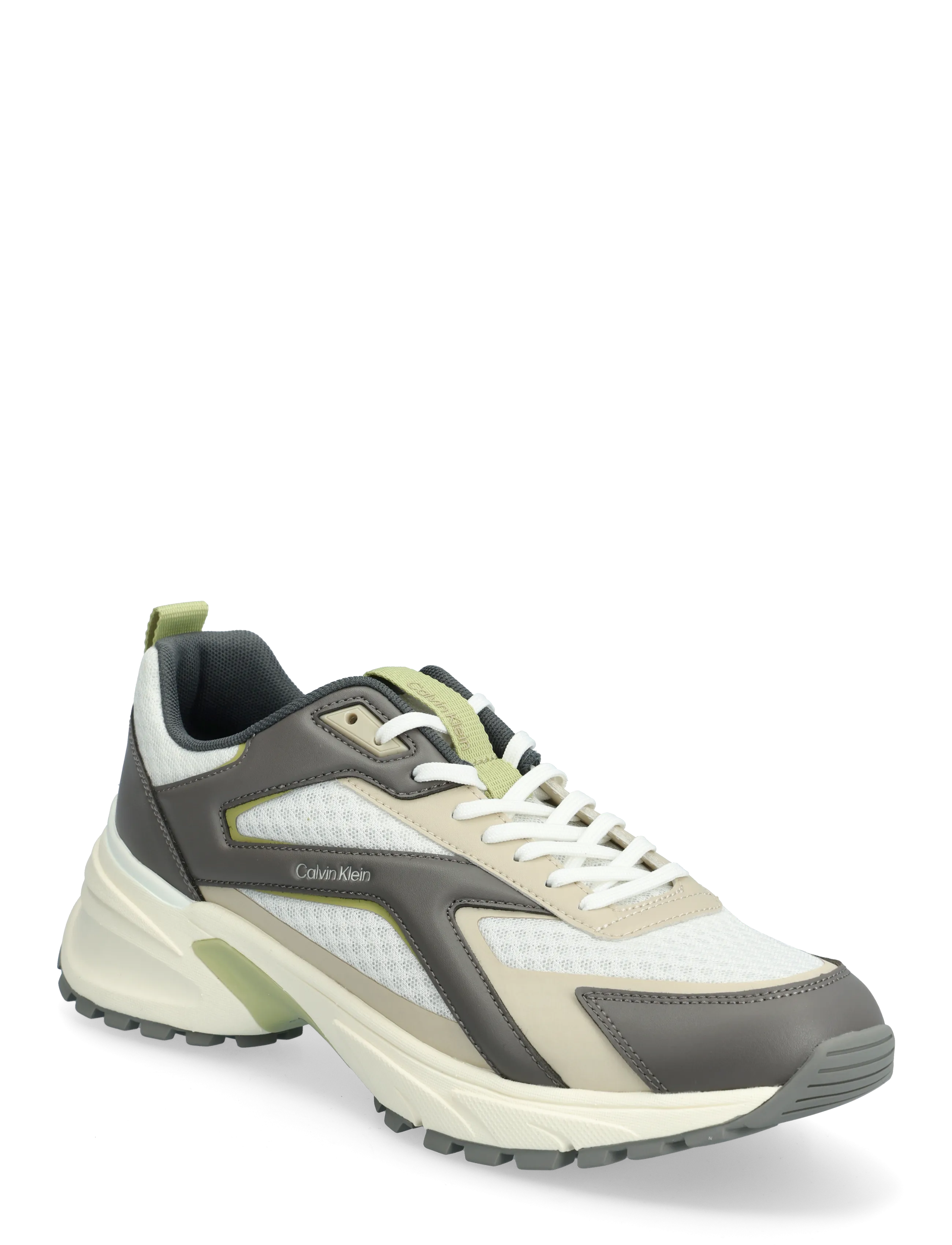 Calvin Klein HIKE RUNNER LACEUP STRIP M-LT - Sneakers - OATMEAL GRANITE GRAY SAGE GREEN / grey