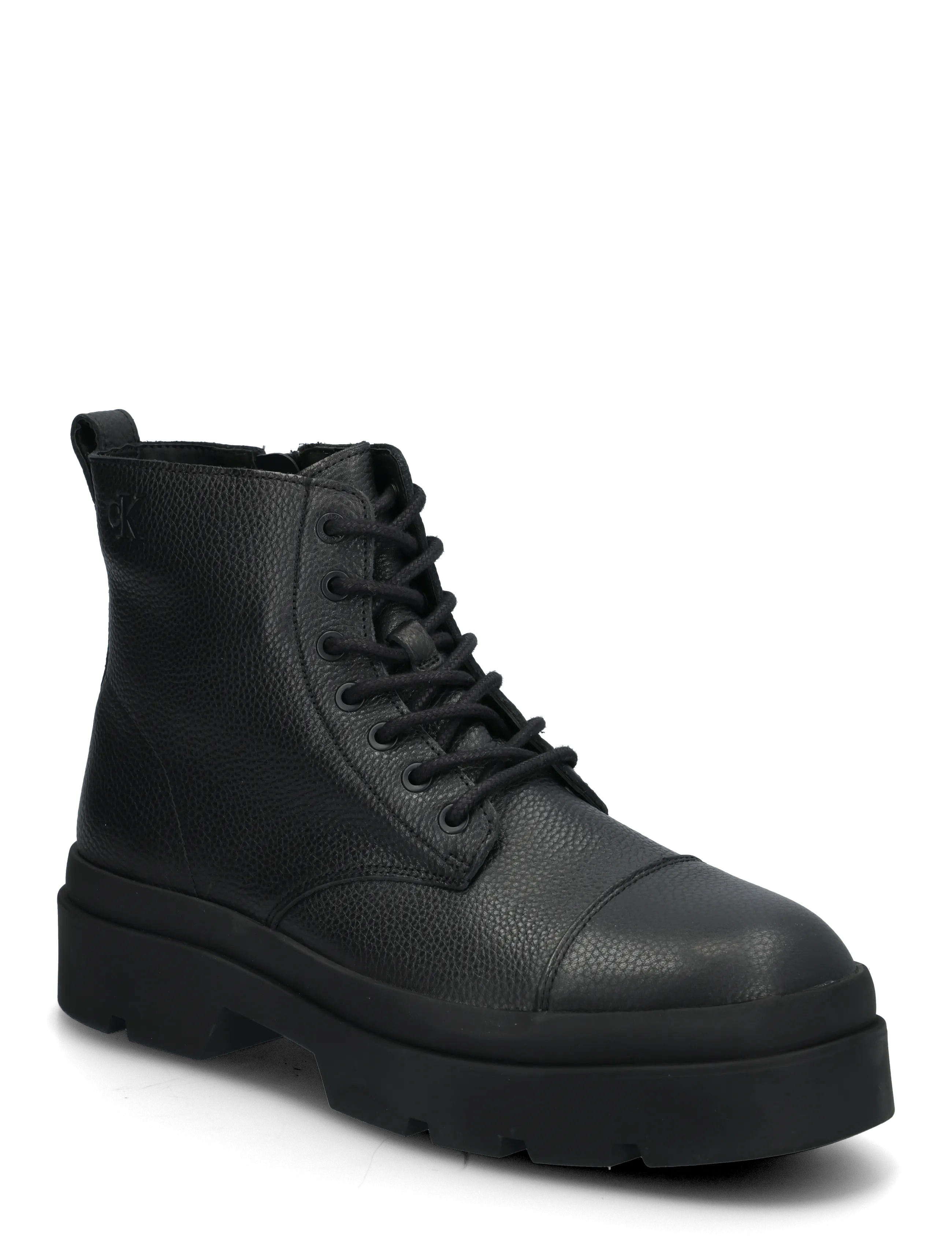 Calvin Klein LUGGED MID LACE UP TC TU LTH - Shoes - TRIPLE BLACK / black