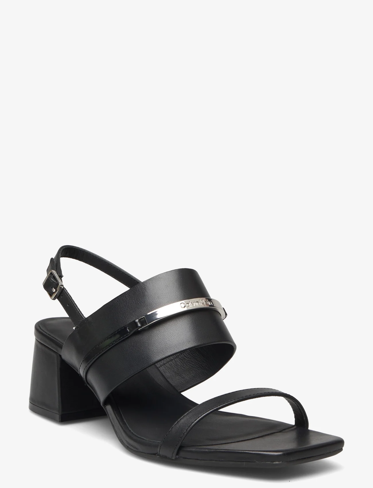 Calvin Klein - HEEL SANDAL 45 MET BAR LTH - sandaler med hæl - black - 0