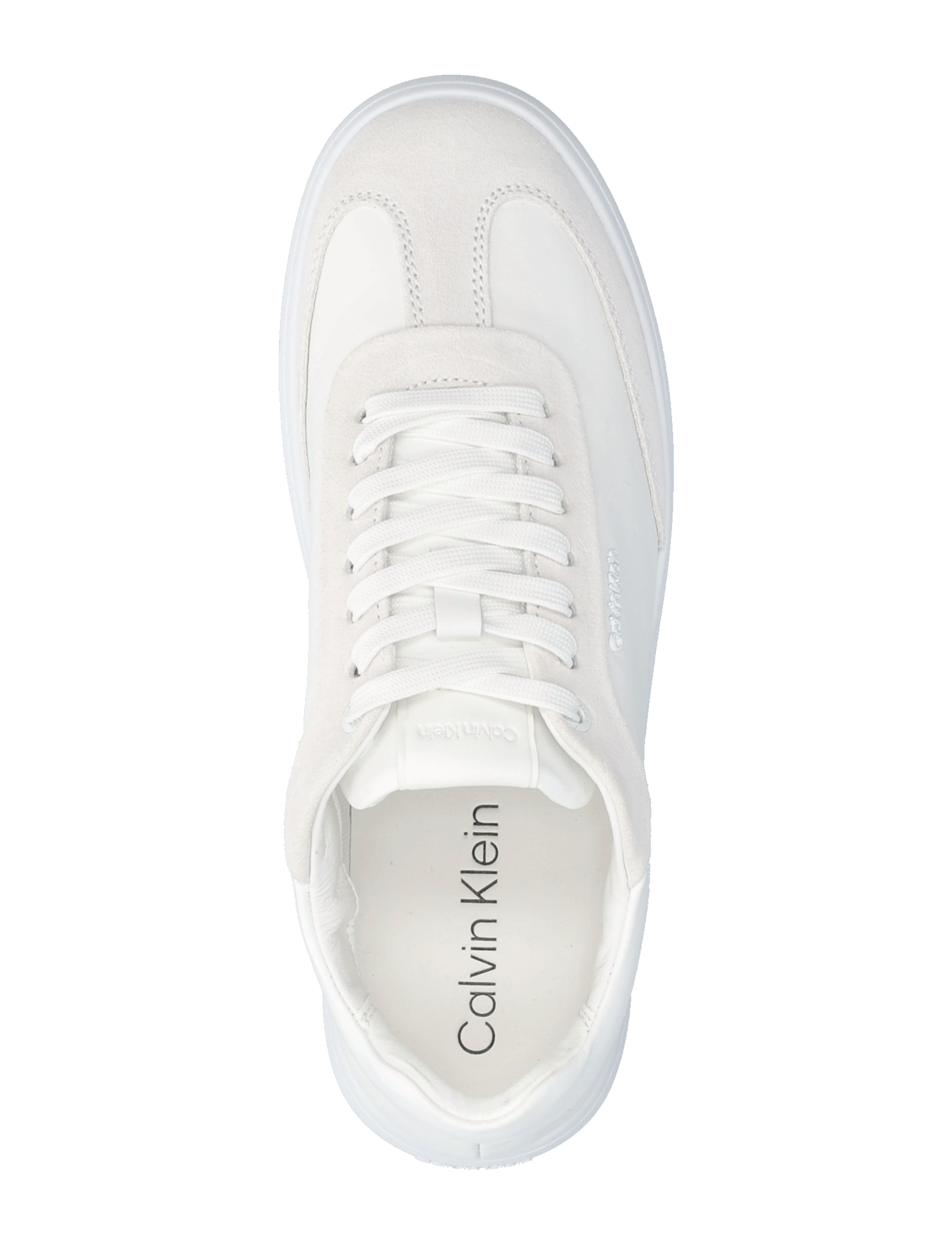 Calvin Klein - CUPSOLE LACE UP - LTH SUE MIX - baskets basses - bright white - 3
