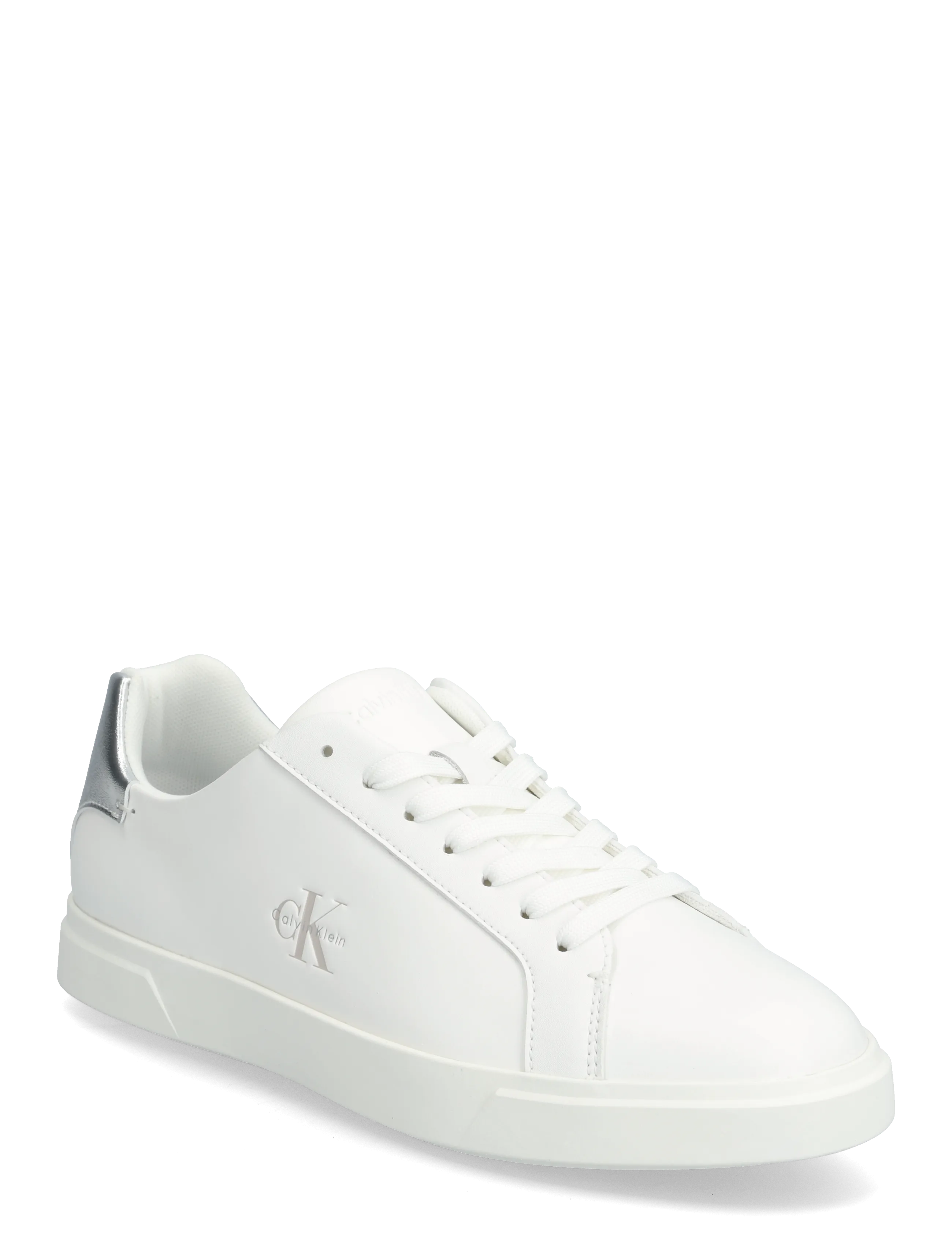 Calvin Klein LOW PRO CUPS LACEUP LTH MET - Transitional Layering - BRIGHT WHITE SILVER / white