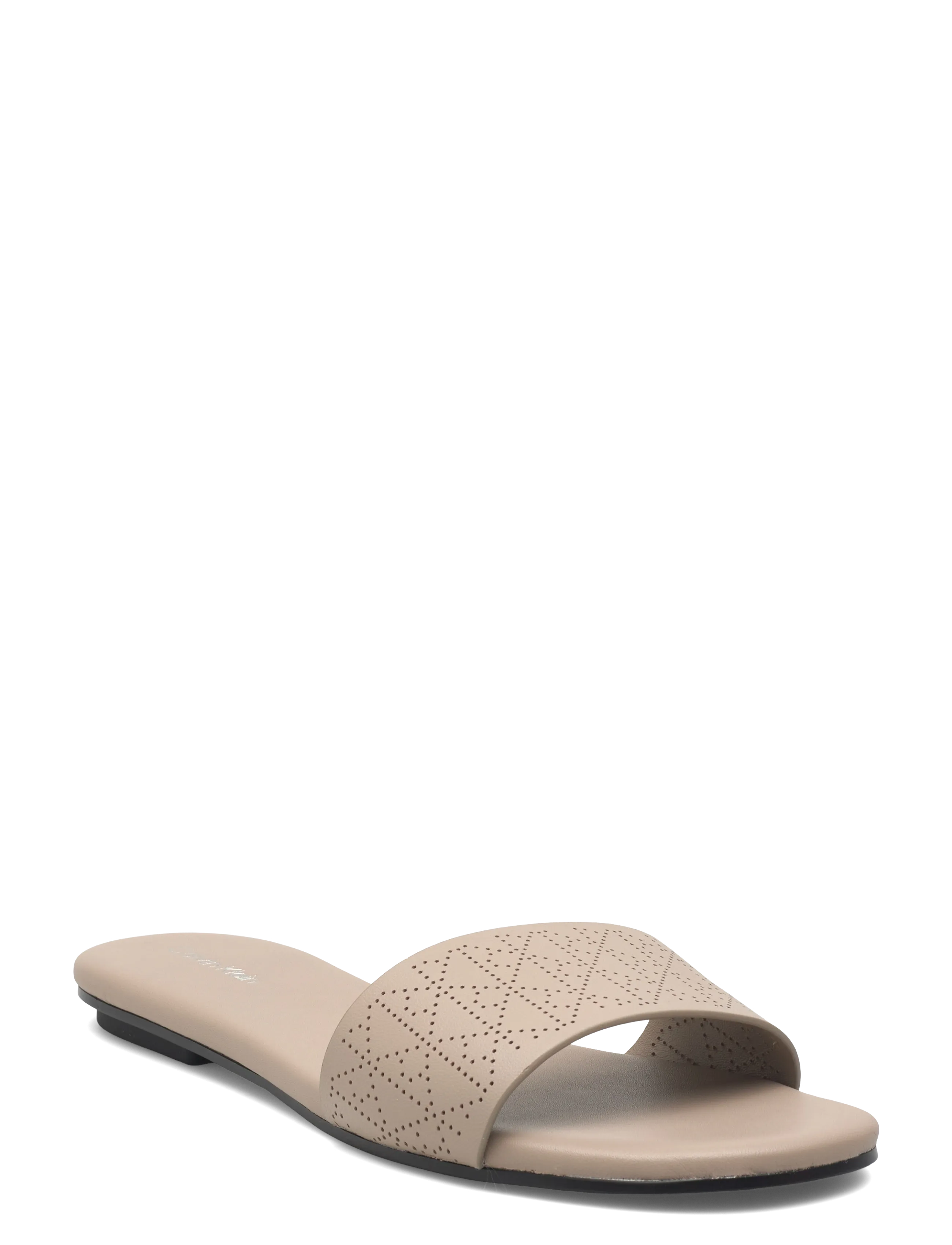 Calvin Klein ORG FLAT SNDL ONE BAR LTH AOP - Sandalen - NOMAD / beige