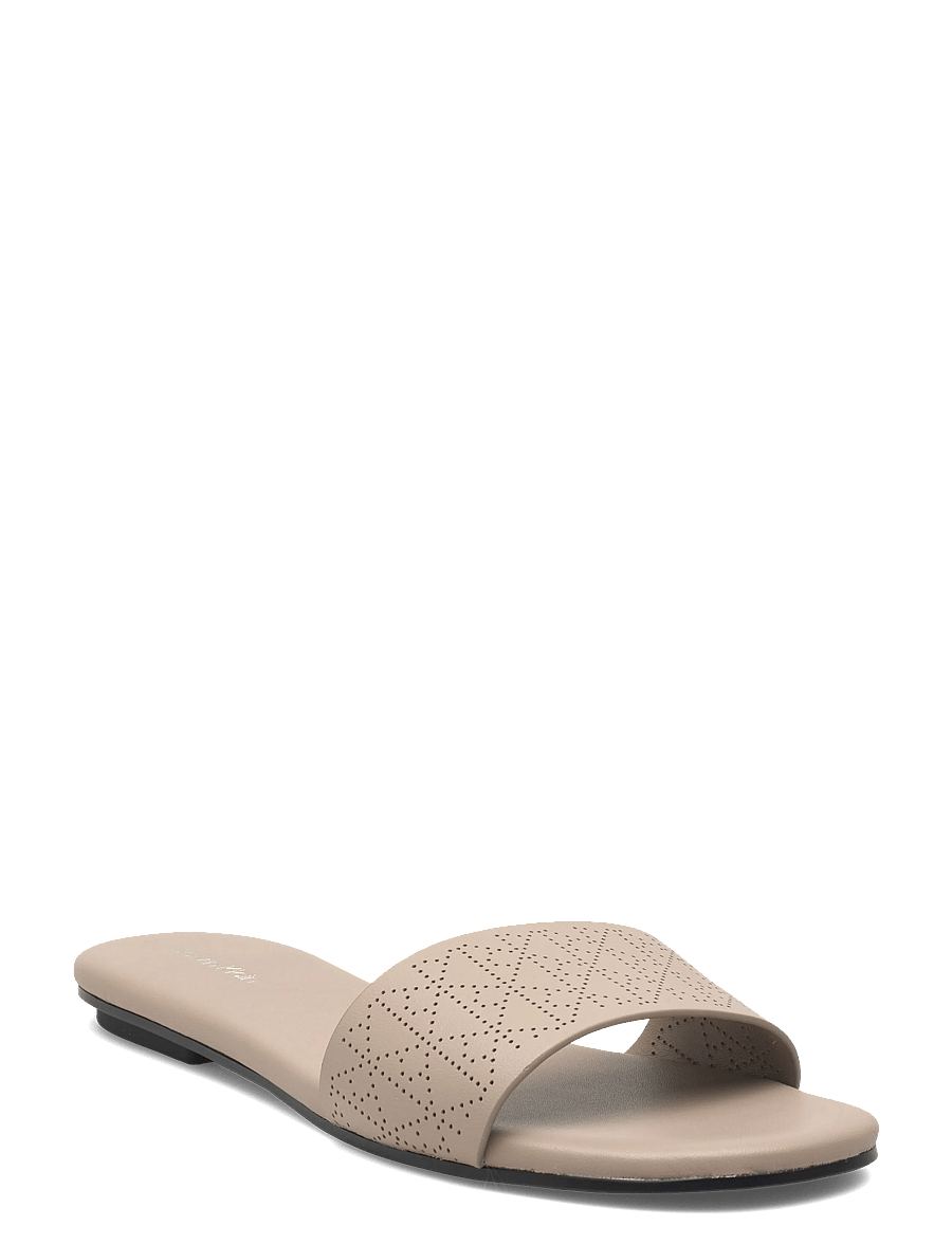 Calvin Klein - ORG FLAT SNDL ONE BAR LTH AOP - flache sandalen - nomad - 0
