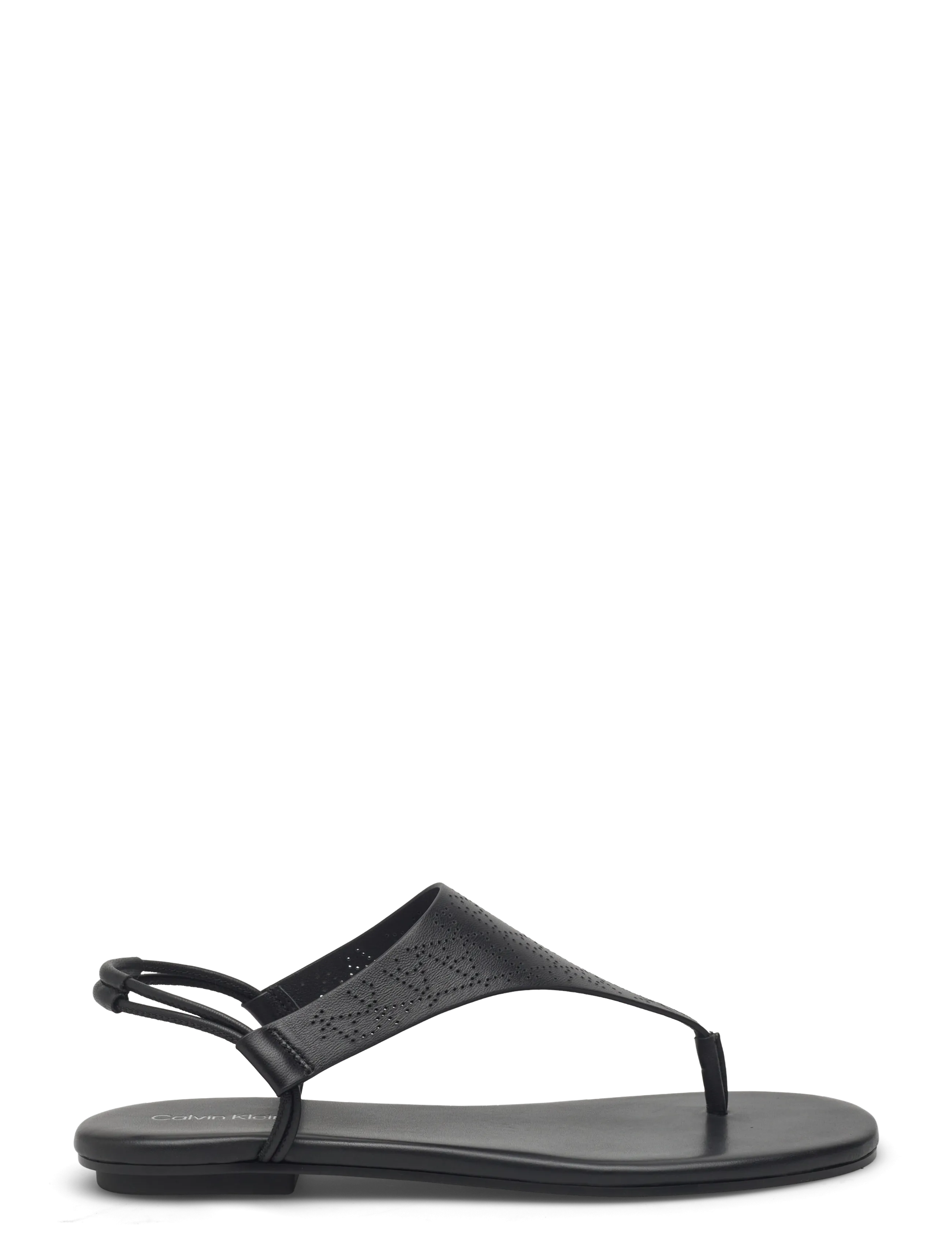 Calvin Klein - ORG FLAT SNDL THONG LTH AOP - flade sandaler - triple black mono - 1