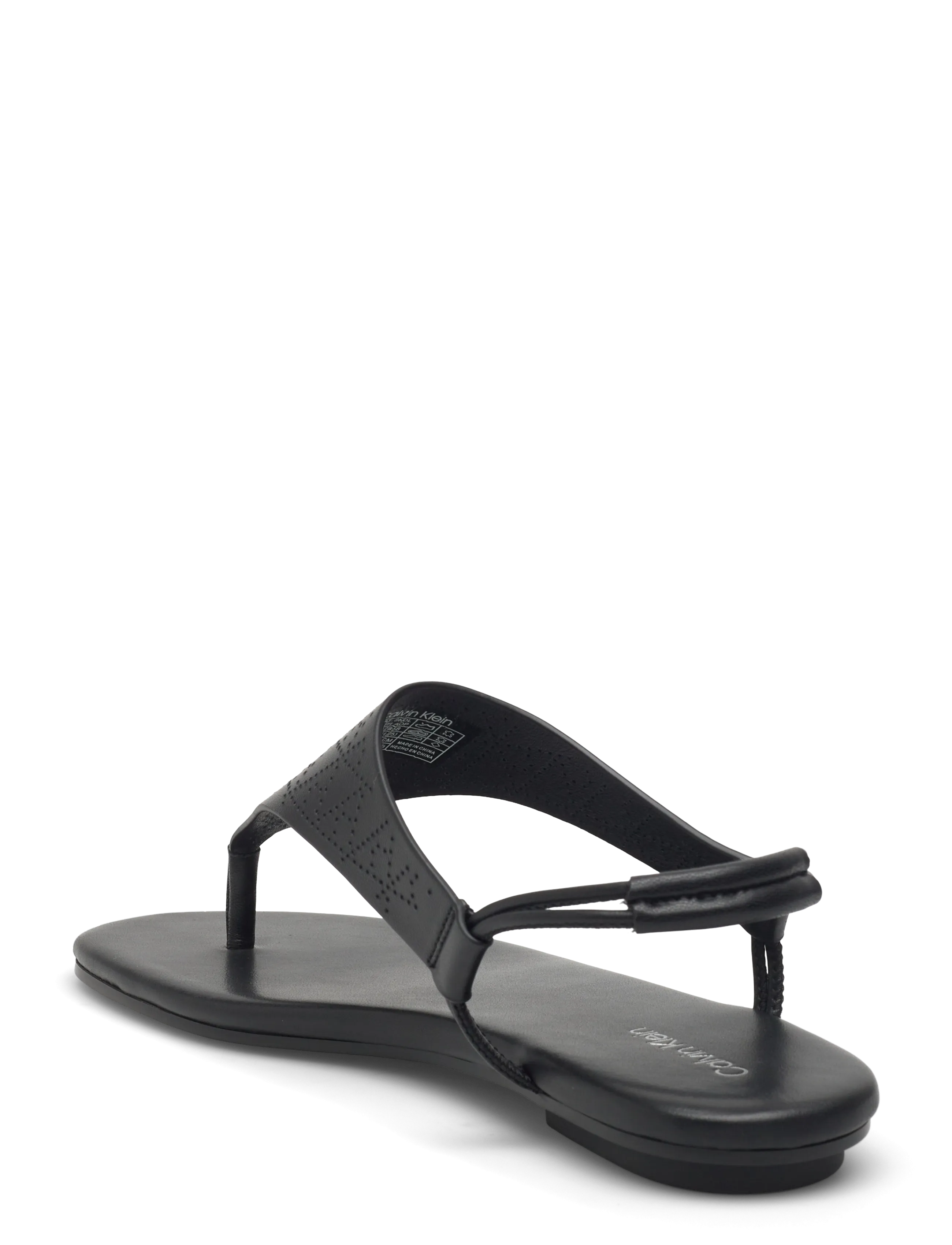 Calvin Klein - ORG FLAT SNDL THONG LTH AOP - platta sandaler - triple black mono - 2