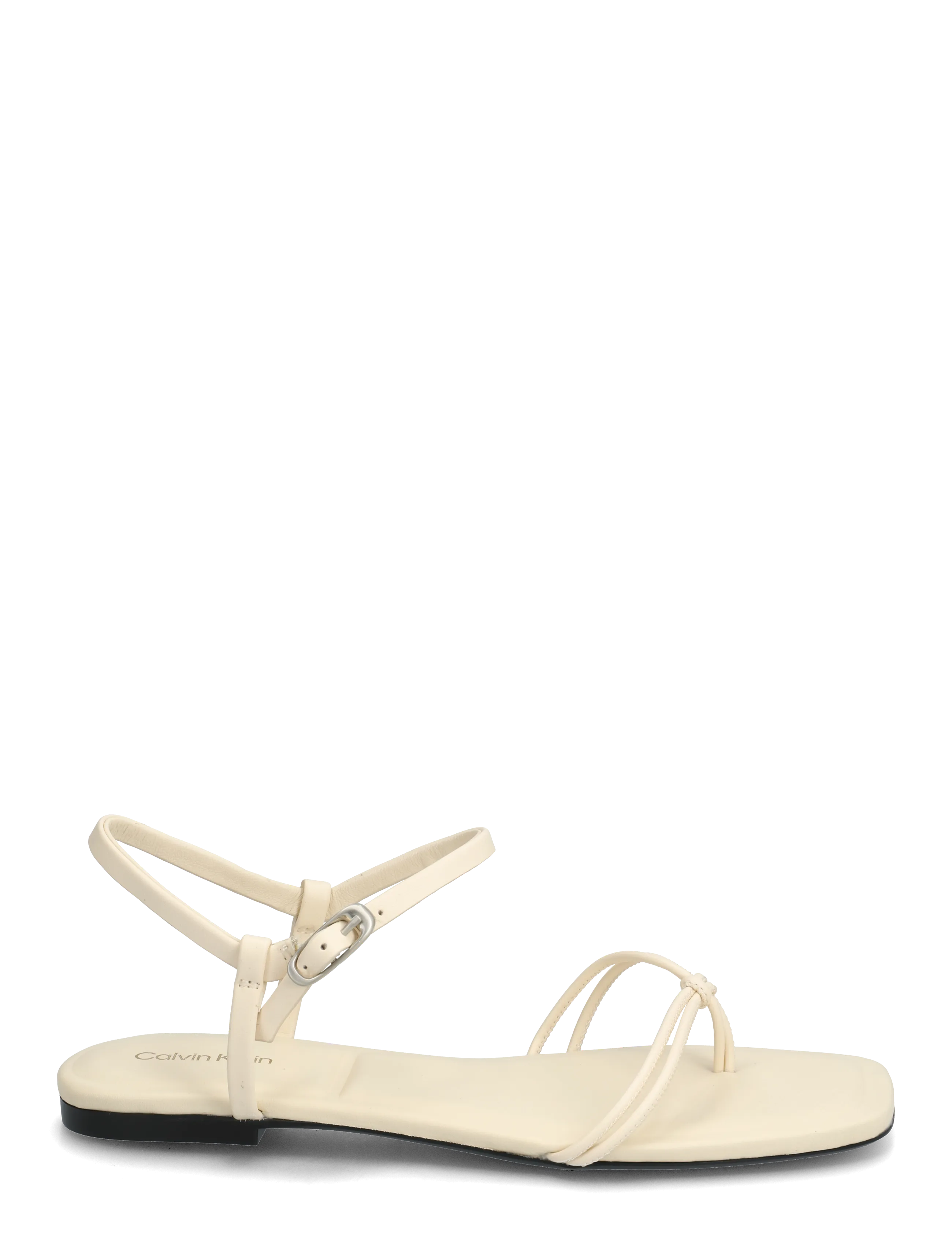 Calvin Klein - SQUARE FLAT SANDAL STRAP LTH - flache sandalen - light cashew - 1