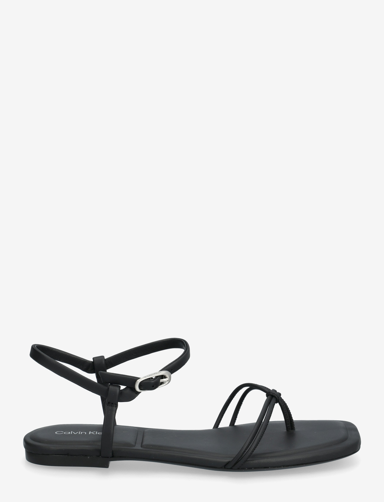 Calvin Klein - SQUARE FLAT SANDAL STRAP LTH - flade sandaler - triple black - 1