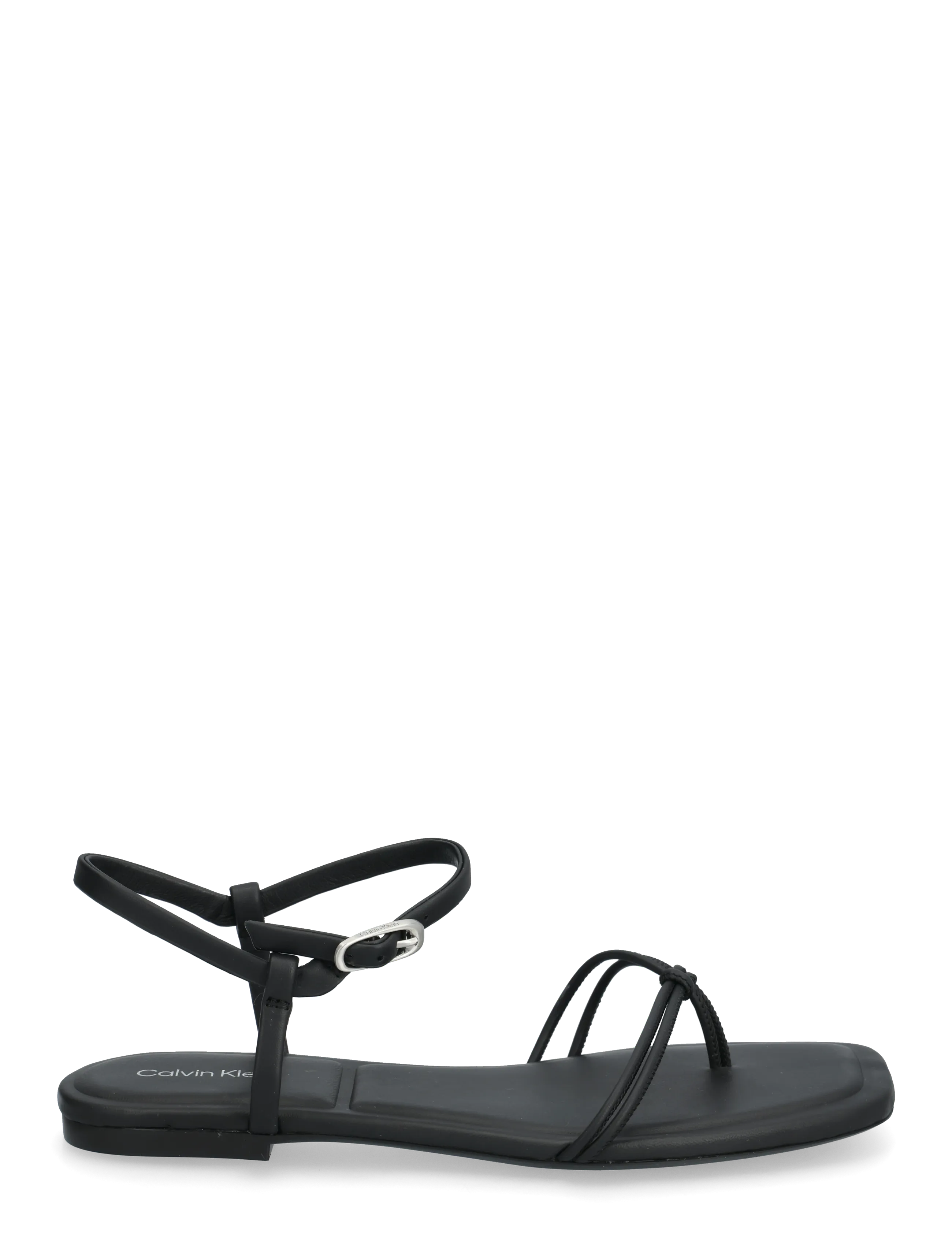 Calvin Klein - SQUARE FLAT SANDAL STRAP LTH - kontsata sandaalid - triple black - 1