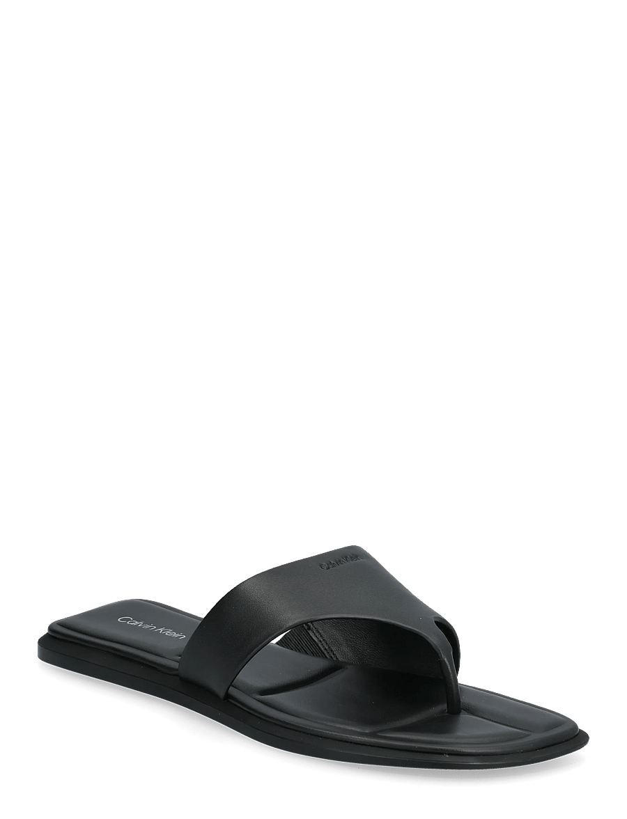 Calvin Klein - FLAT SANDAL THONG LTH - flache sandalen - triple black - 0