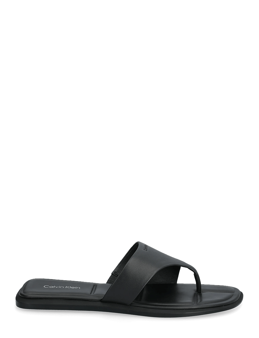 Calvin Klein - FLAT SANDAL THONG LTH - flache sandalen - triple black - 1