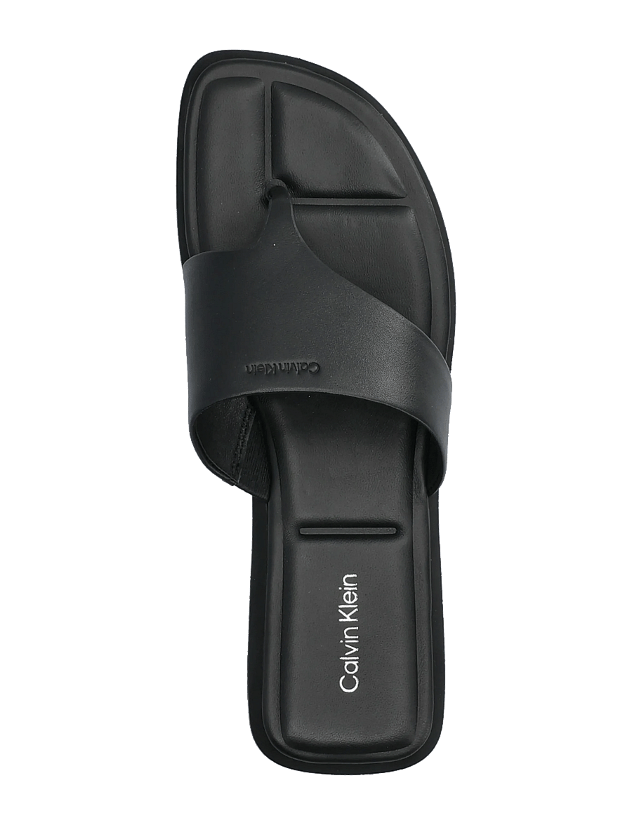 Calvin Klein - FLAT SANDAL THONG LTH - flache sandalen - triple black - 3