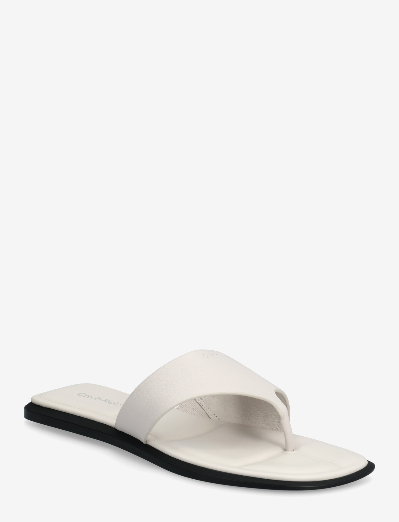 Calvin Klein - FLAT SANDAL THONG LTH - flade sandaler - white sand - 0