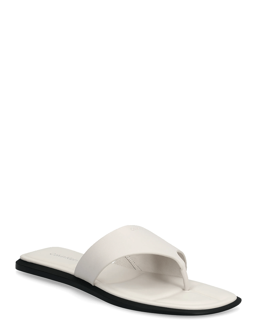 Calvin Klein - FLAT SANDAL THONG LTH - flate sandaler - white sand - 0