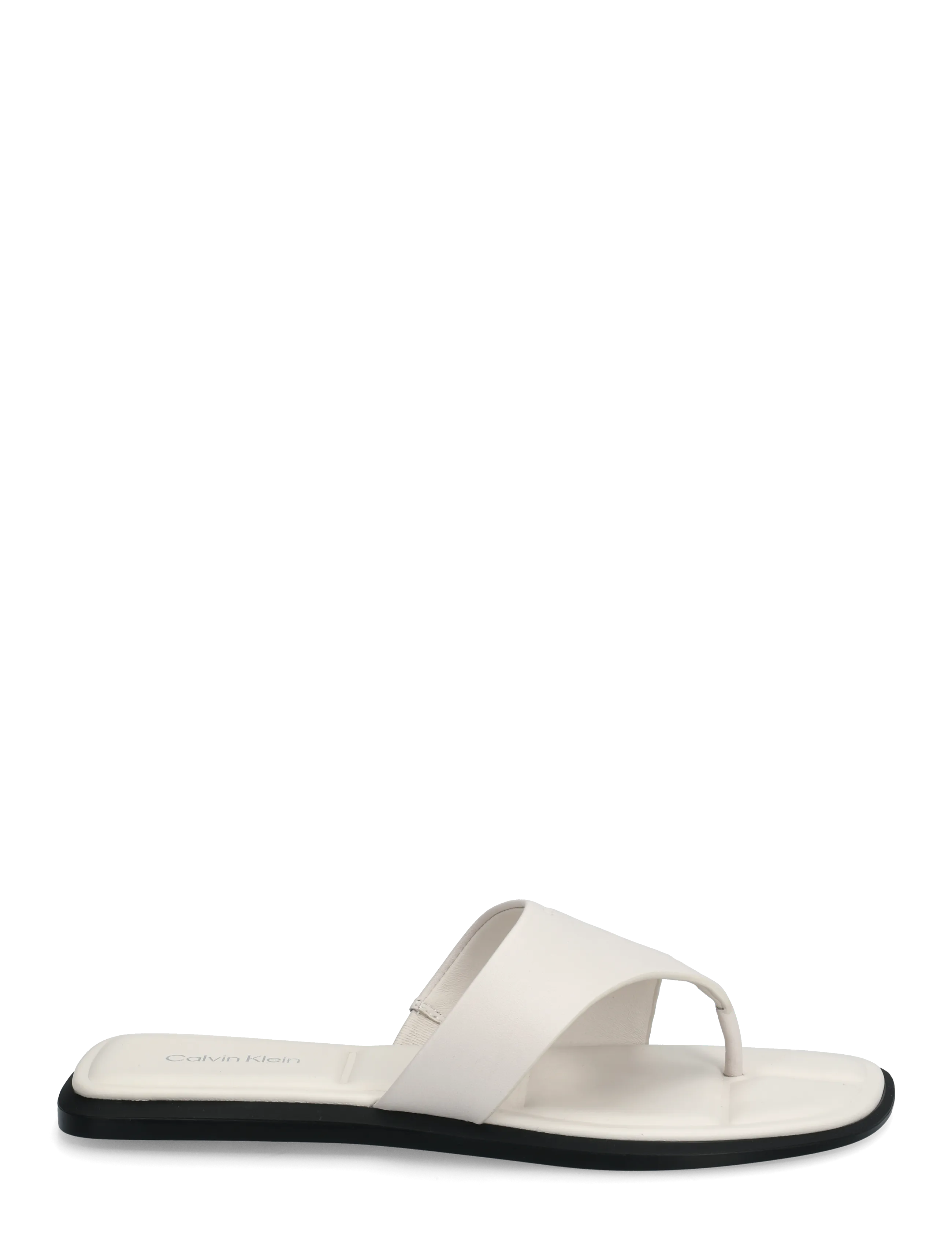 Calvin Klein - FLAT SANDAL THONG LTH - kontsata sandaalid - white sand - 1