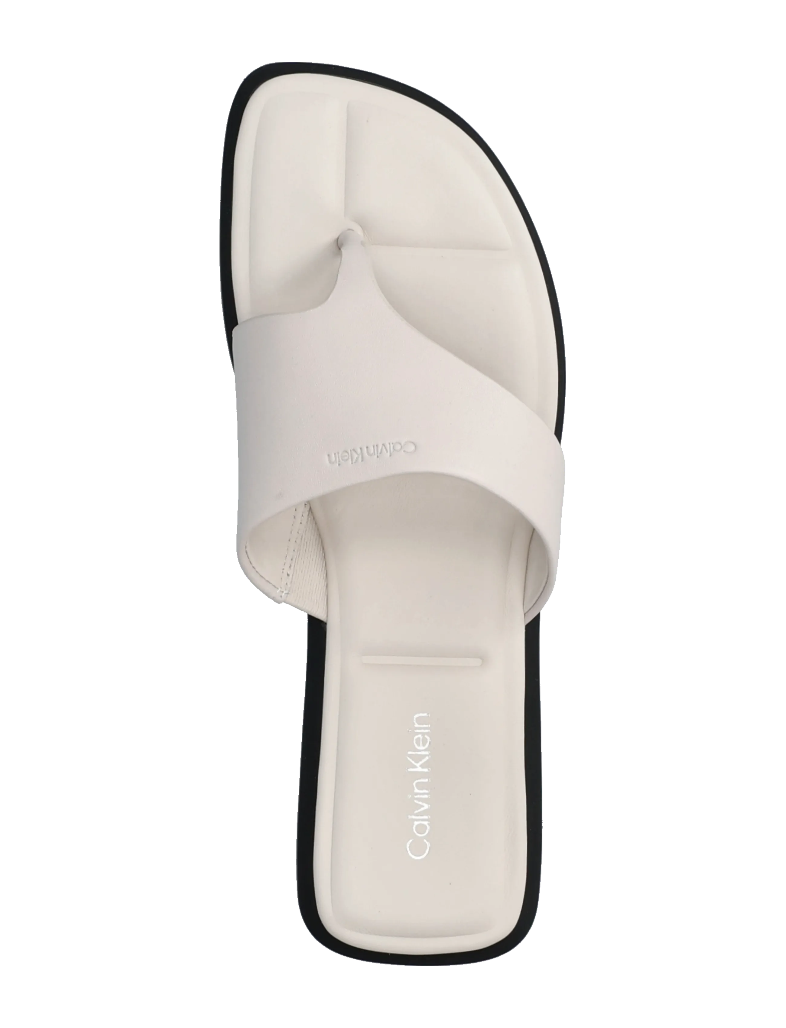 Calvin Klein - FLAT SANDAL THONG LTH - kontsata sandaalid - white sand - 3