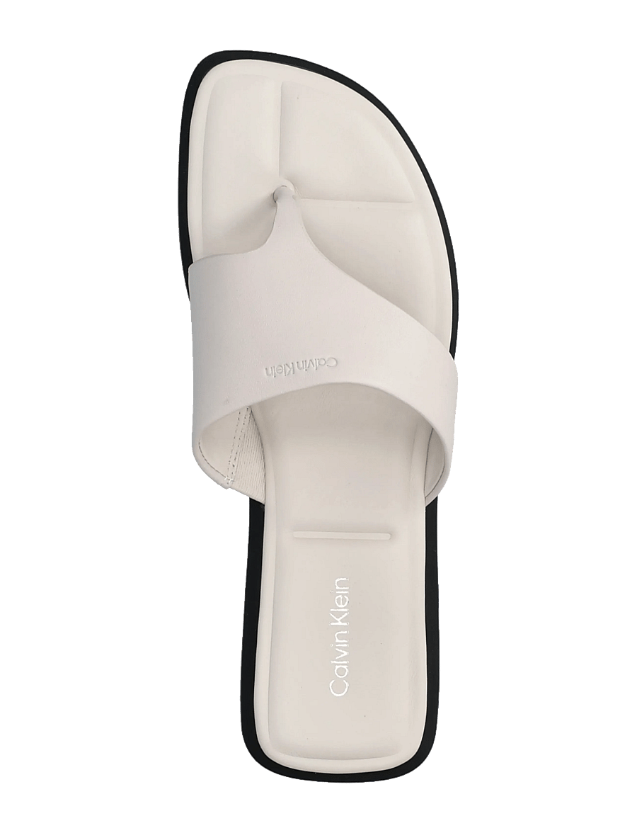 Calvin Klein - FLAT SANDAL THONG LTH - flate sandaler - white sand - 3