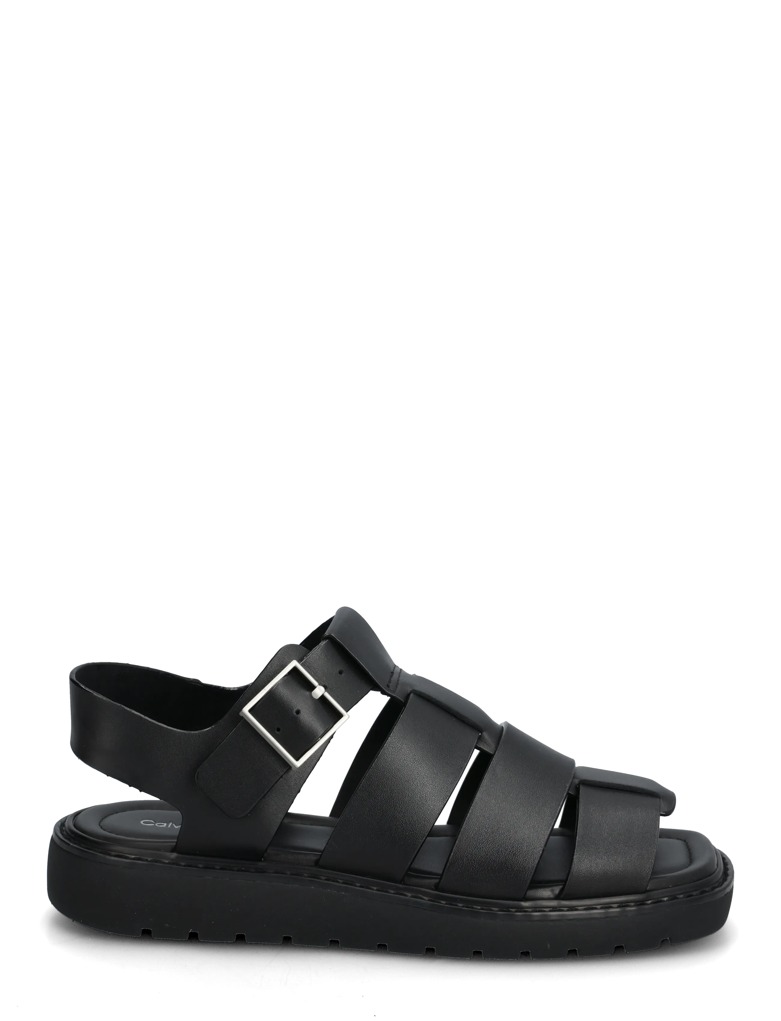 Calvin Klein - SQ MOLDED SNDL FISHER LTH - platåsandaler - triple black - 1