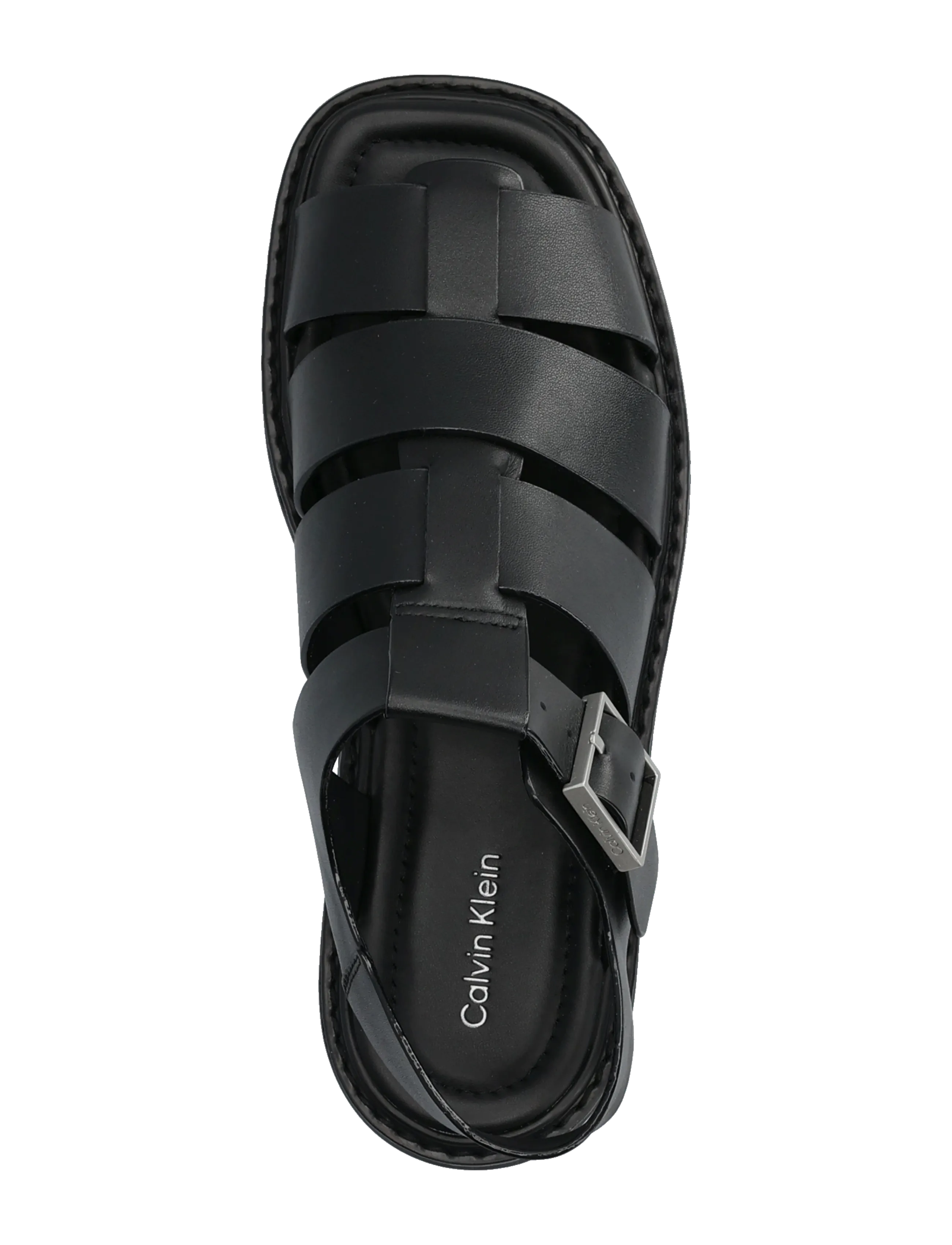 Calvin Klein - SQ MOLDED SNDL FISHER LTH - platåsandaler - triple black - 3