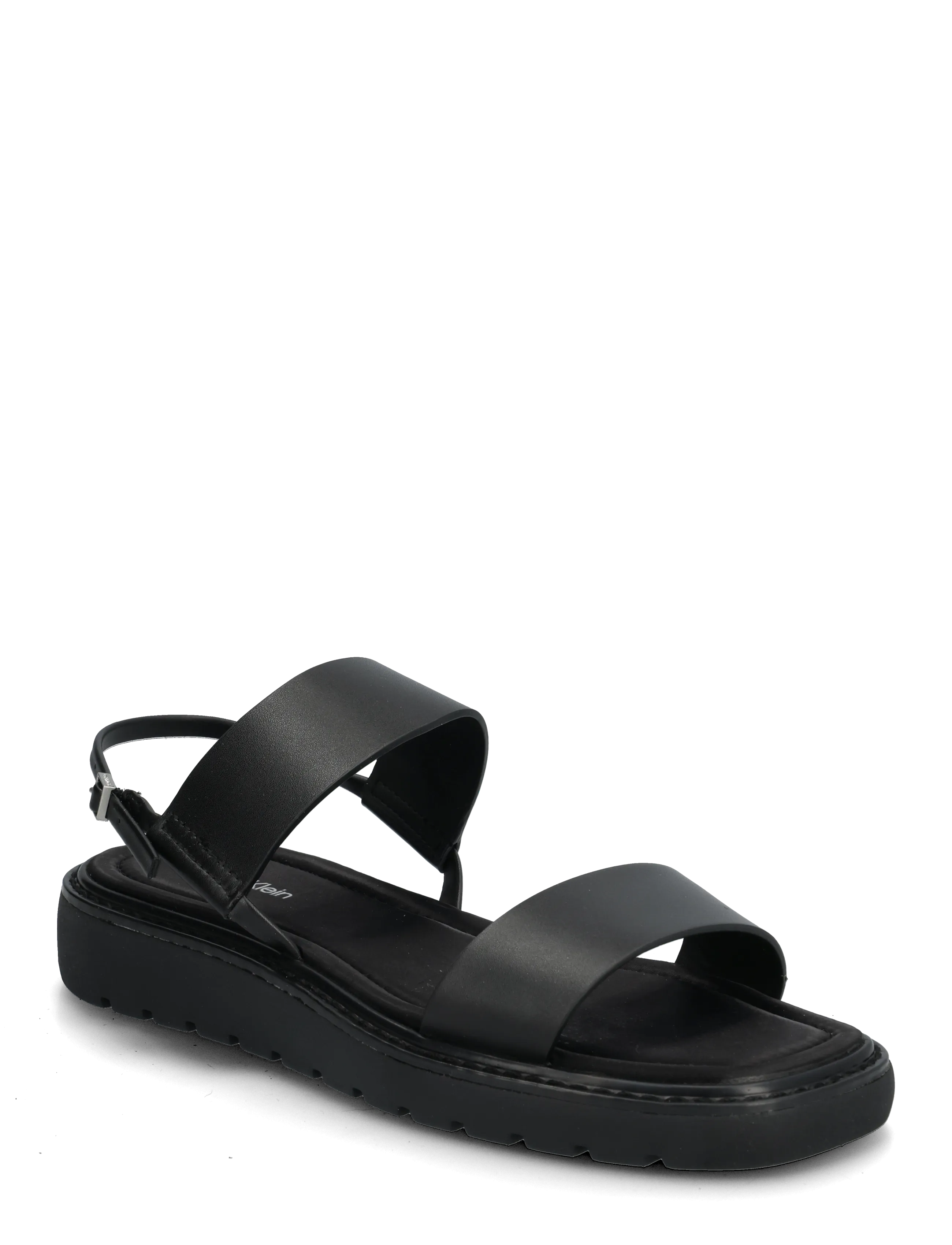 Calvin Klein SQ MOLDED SANDAL SLIN LTH - Slippers en sandalen - TRIPLE BLACK / black