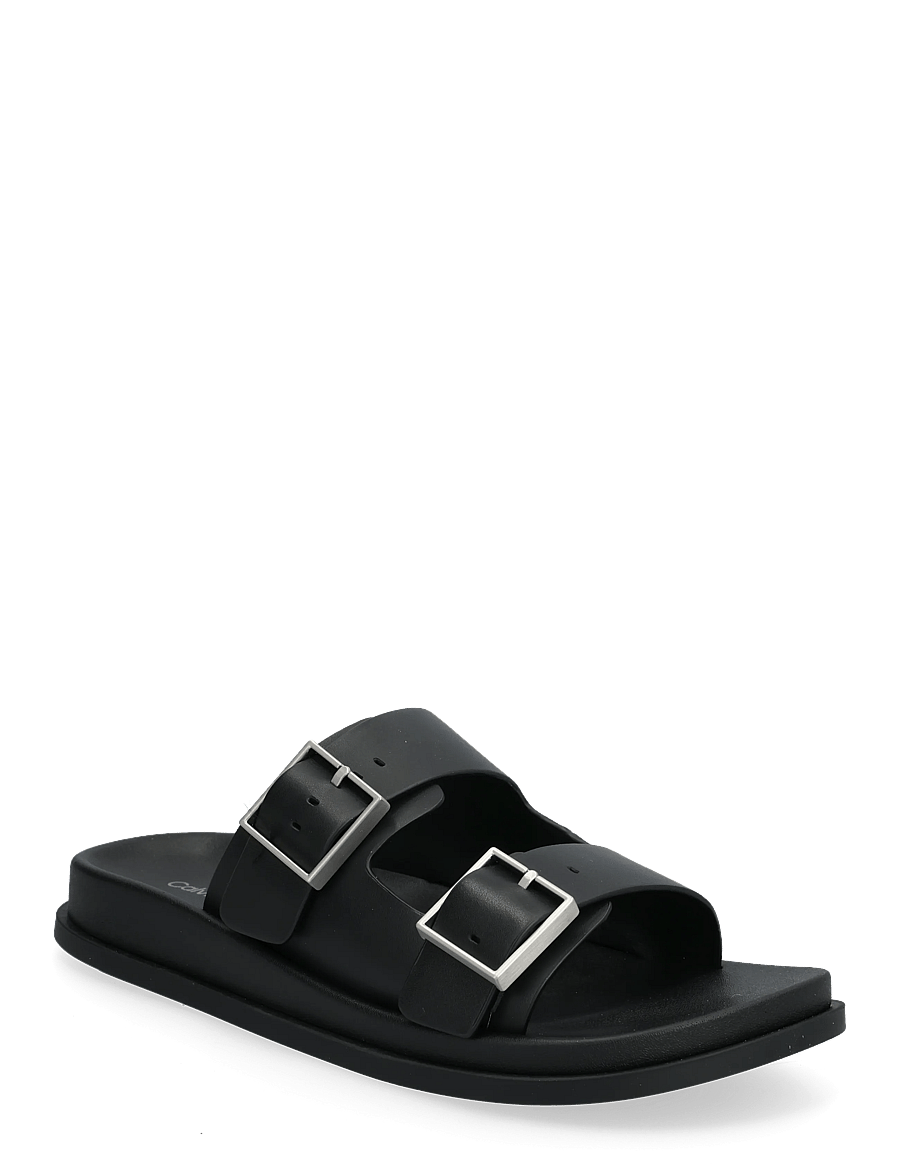 Calvin Klein - CITY SANDAL BUCKLE LTH - flade sandaler - triple black - 0