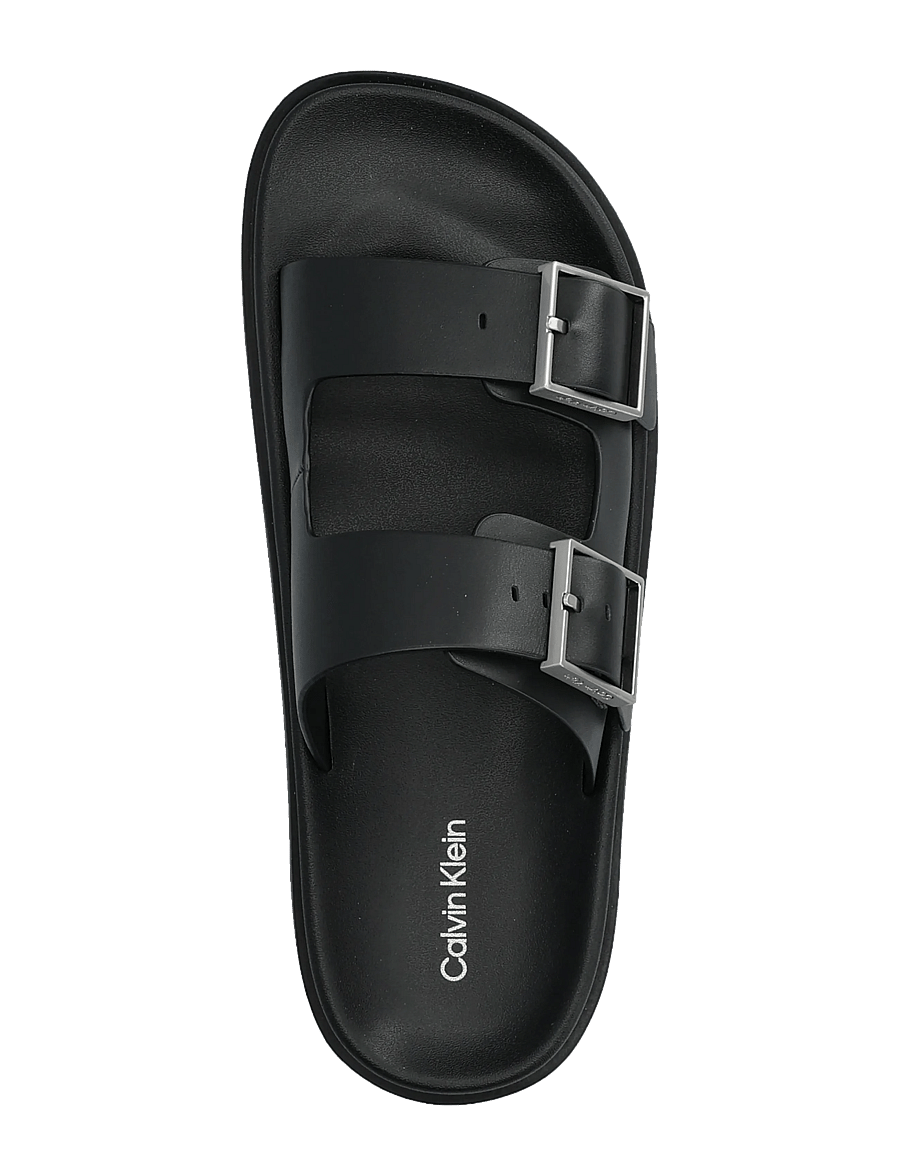 Calvin Klein - CITY SANDAL BUCKLE LTH - flade sandaler - triple black - 3