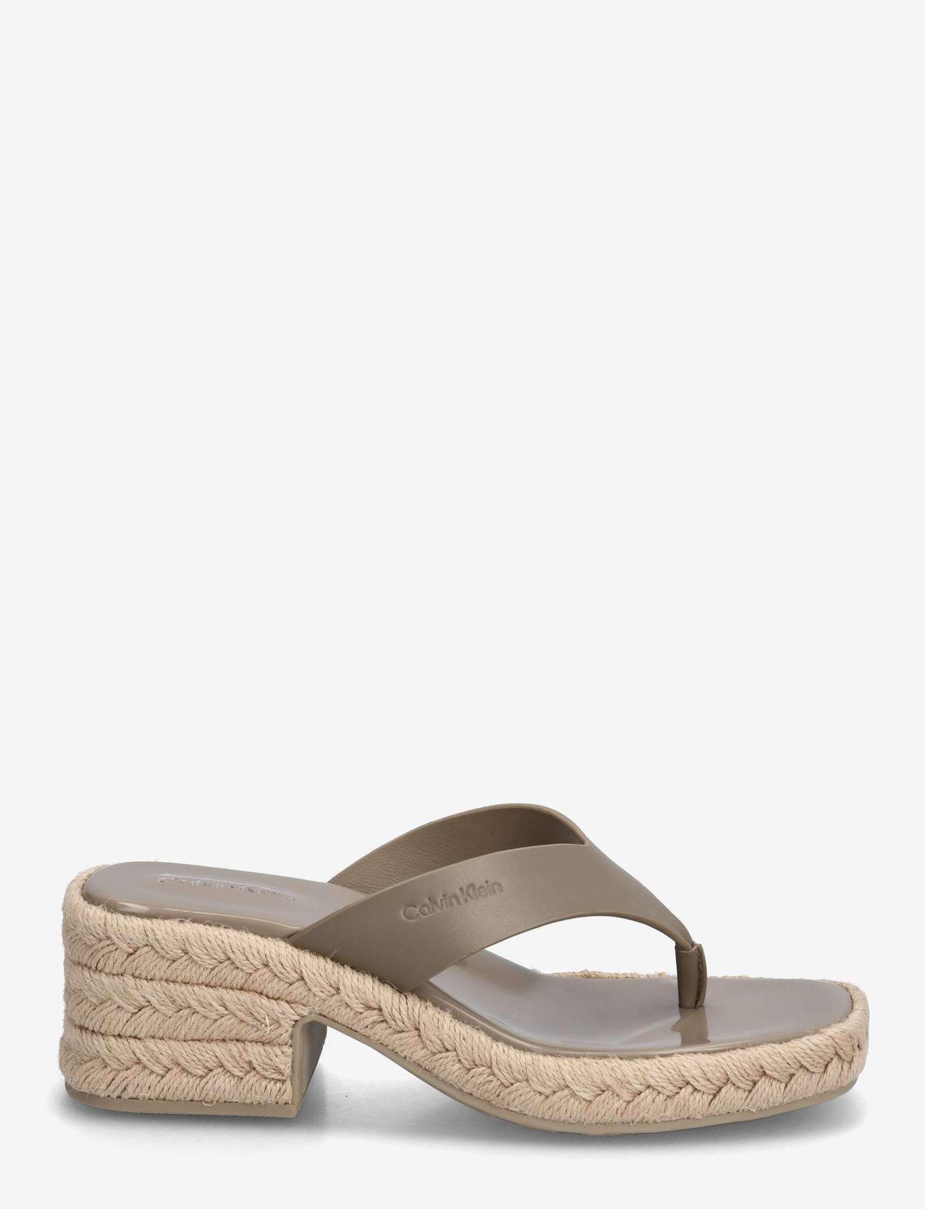Calvin Klein - BLOCK HEEL ESPA 50 THONG LTH - espadrillos med klack - desert taupe - 1