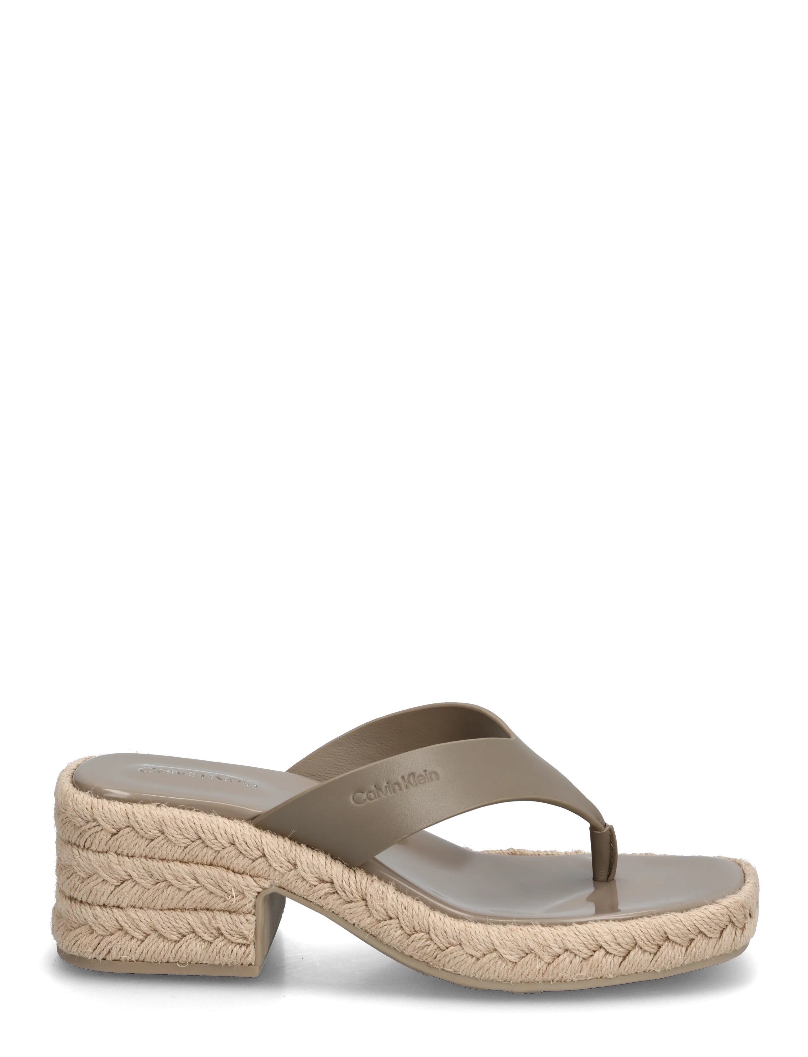 Calvin Klein - BLOCK HEEL ESPA 50 THONG LTH - højhælede espadrillos - desert taupe - 1