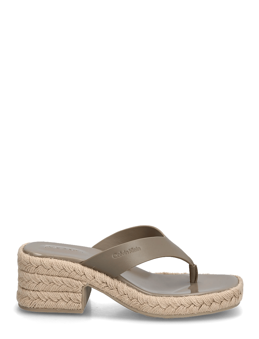 Calvin Klein - BLOCK HEEL ESPA 50 THONG LTH - espadrilles mit absatz - desert taupe - 1