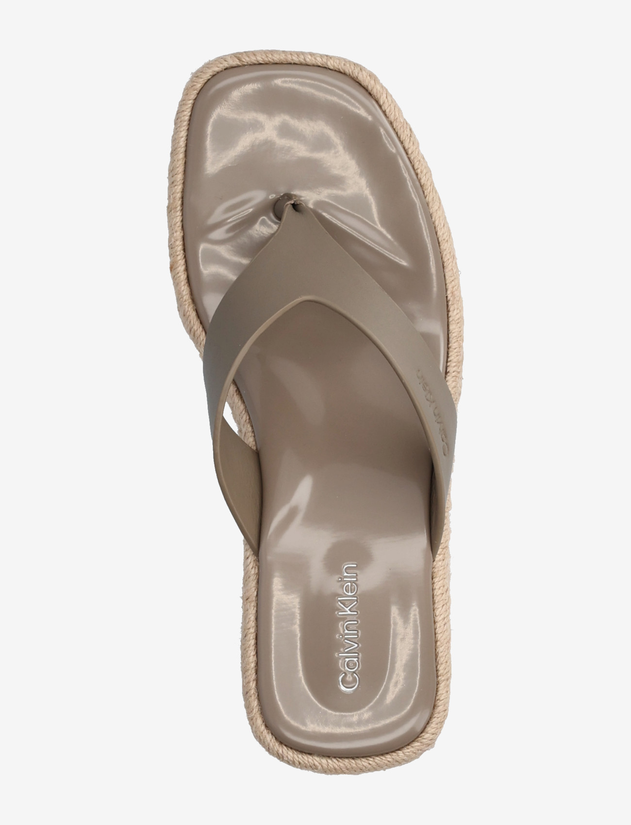 Calvin Klein - BLOCK HEEL ESPA 50 THONG LTH - espadrillos med klack - desert taupe - 3