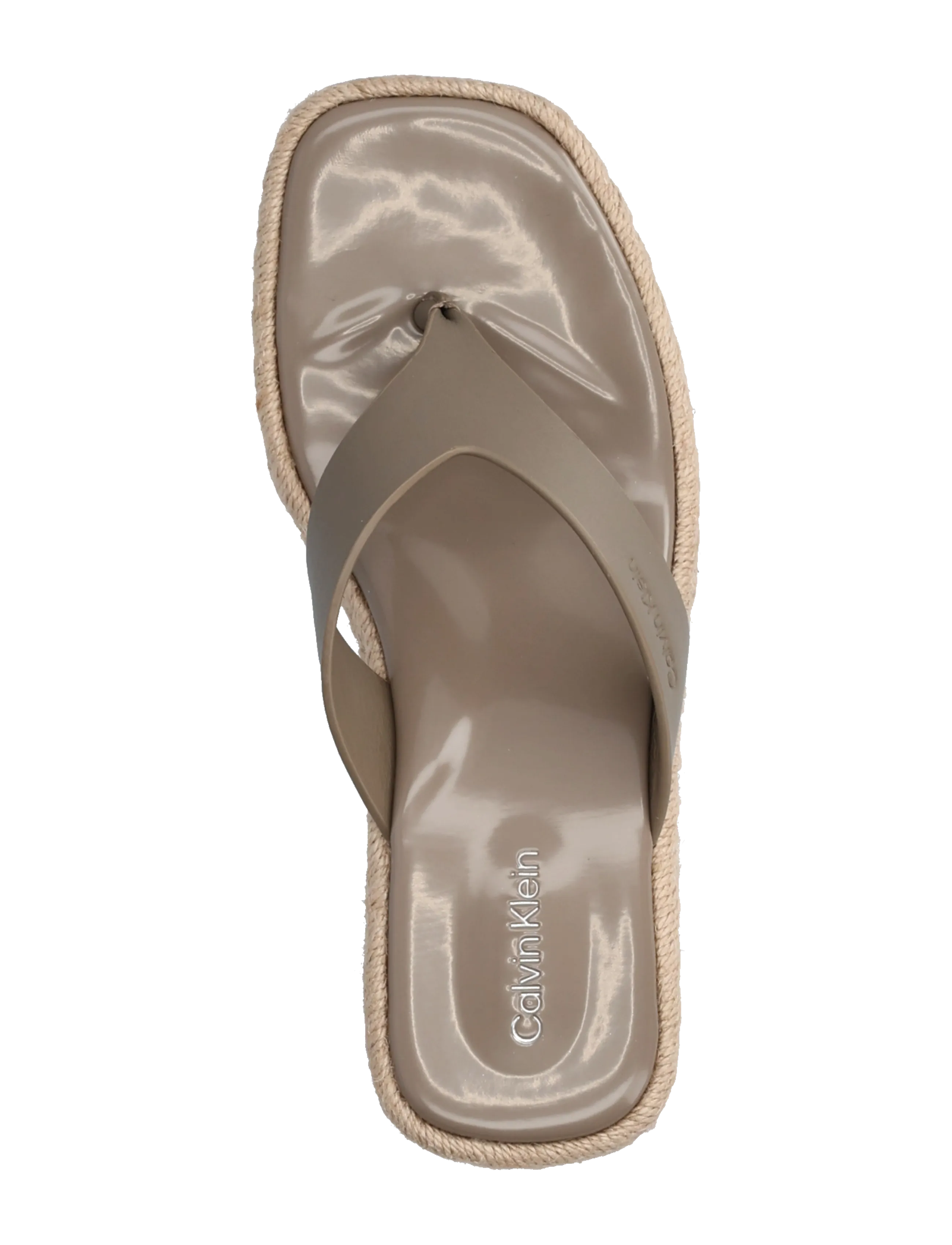 Calvin Klein - BLOCK HEEL ESPA 50 THONG LTH - højhælede espadrillos - desert taupe - 3