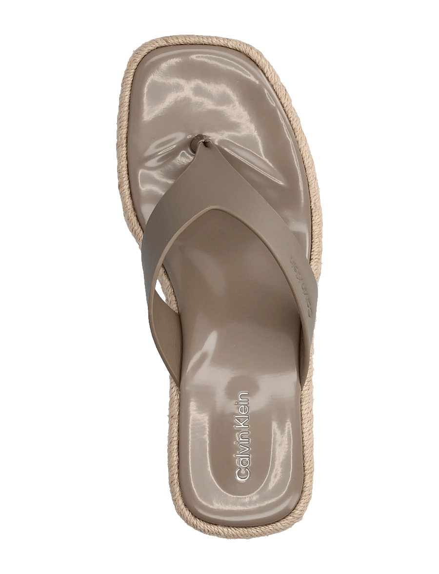 Calvin Klein - BLOCK HEEL ESPA 50 THONG LTH - espadrilles mit absatz - desert taupe - 3