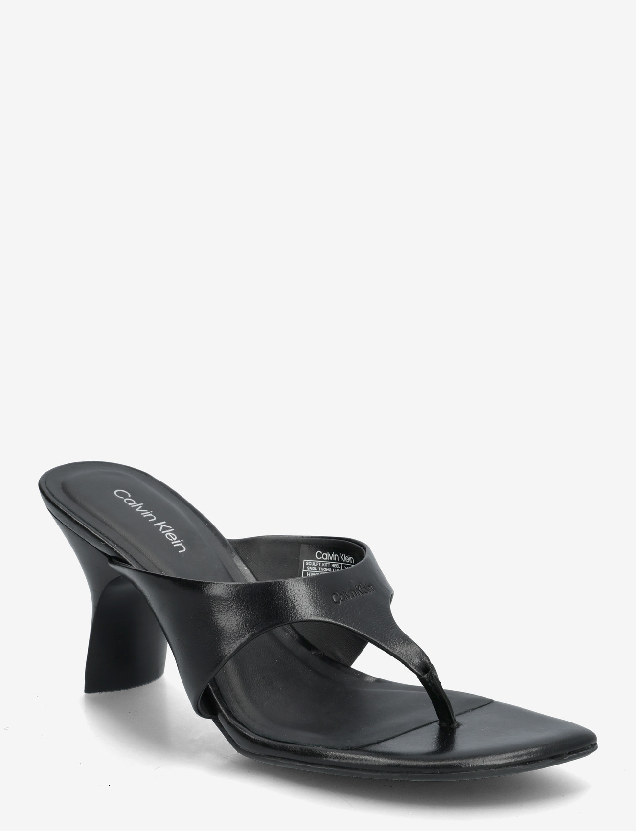 Calvin Klein - SCULPT KITT HEEL SNDL THONG LTH - sandaletten - triple black - 0