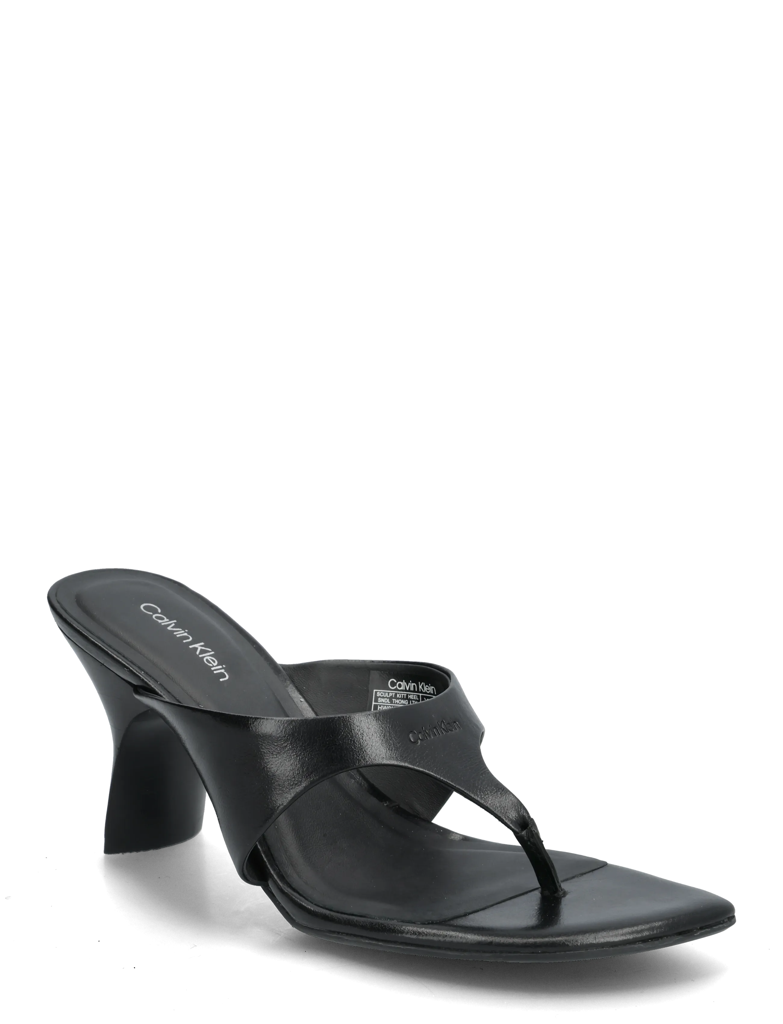 Calvin Klein SCULPT KITT HEEL SNDL THONG LTH - Sandalen - TRIPLE BLACK / black