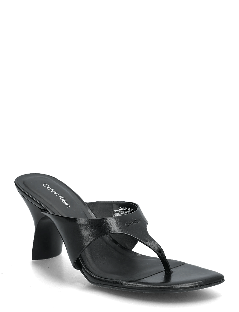 Calvin Klein - SCULPT KITT HEEL SNDL THONG LTH - sandaletten - triple black - 0