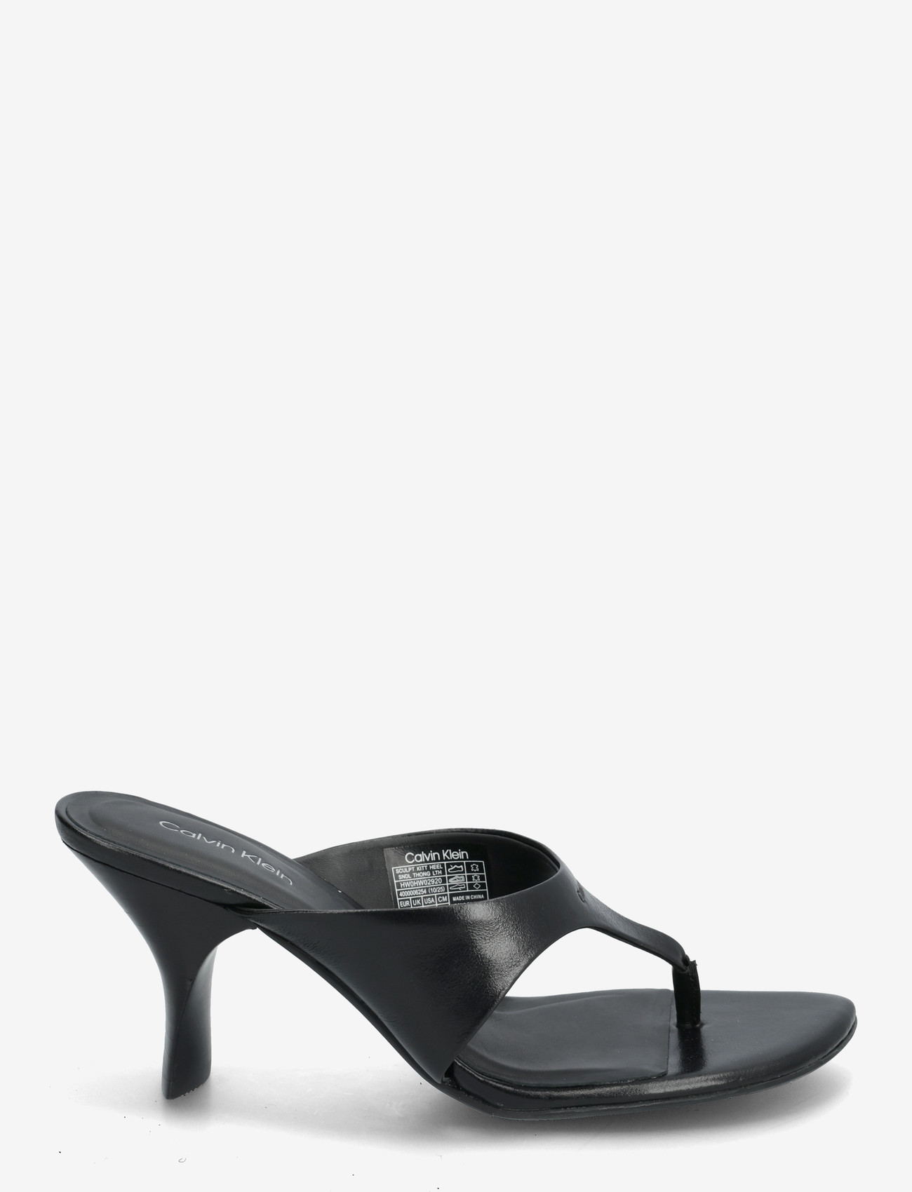 Calvin Klein - SCULPT KITT HEEL SNDL THONG LTH - sandaletten - triple black - 1