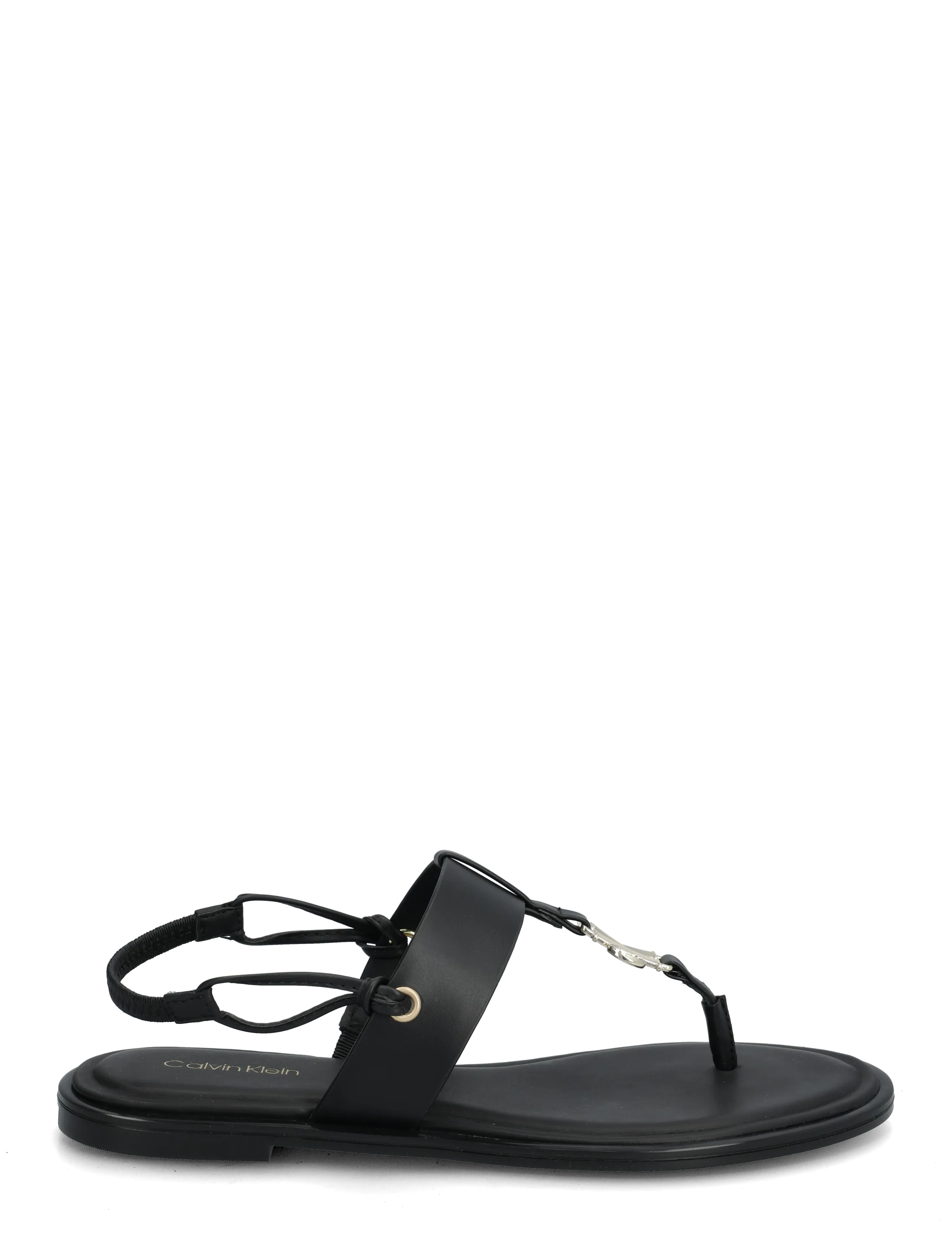 Calvin Klein - ROUND FLAT SNDL THONG LTH HDW - flade sandaler - triple black - 1