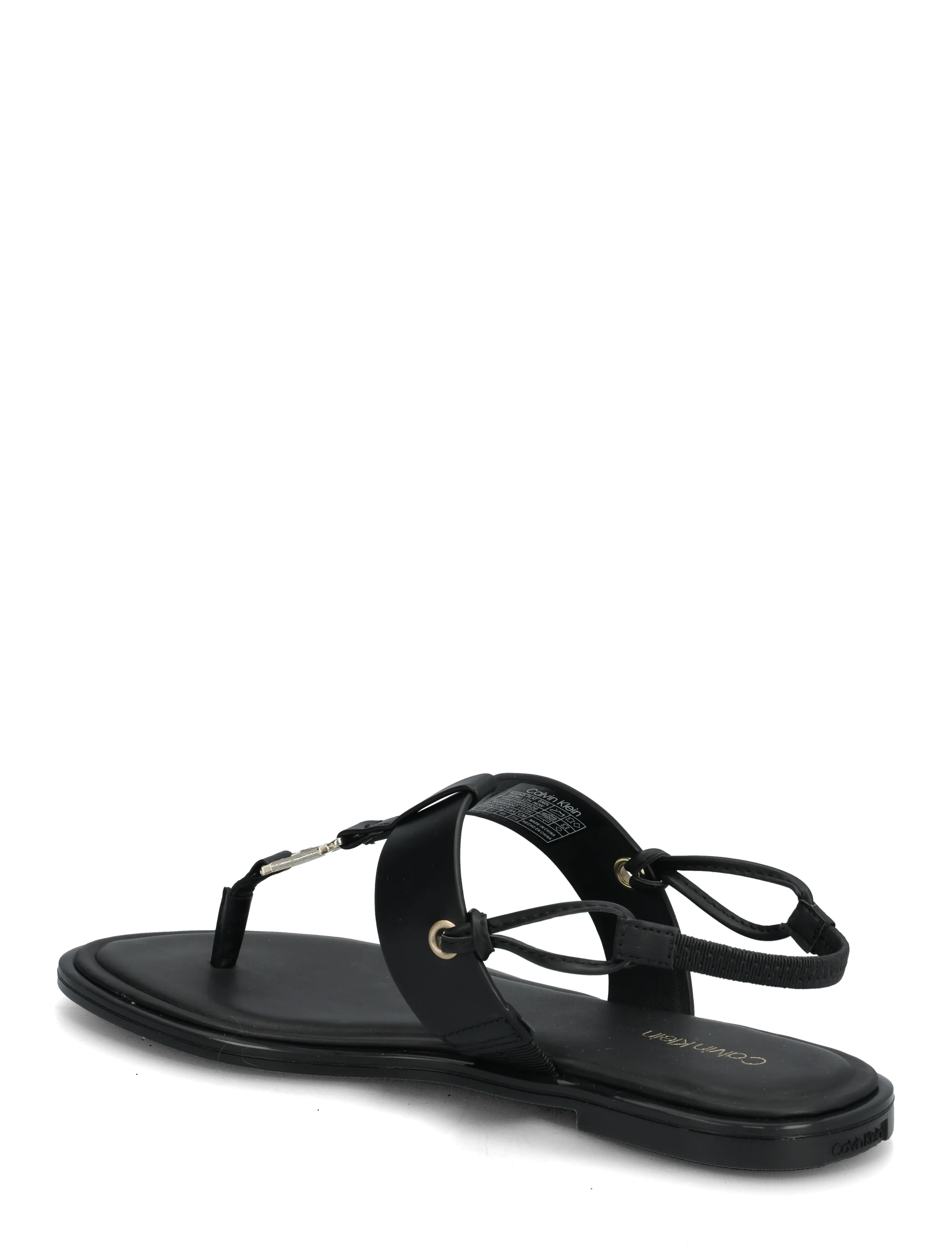 Calvin Klein - ROUND FLAT SNDL THONG LTH HDW - flade sandaler - triple black - 2