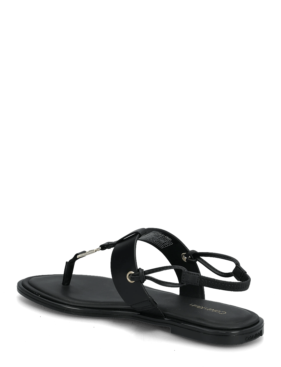 Calvin Klein - ROUND FLAT SNDL THONG LTH HDW - flache sandalen - triple black - 2