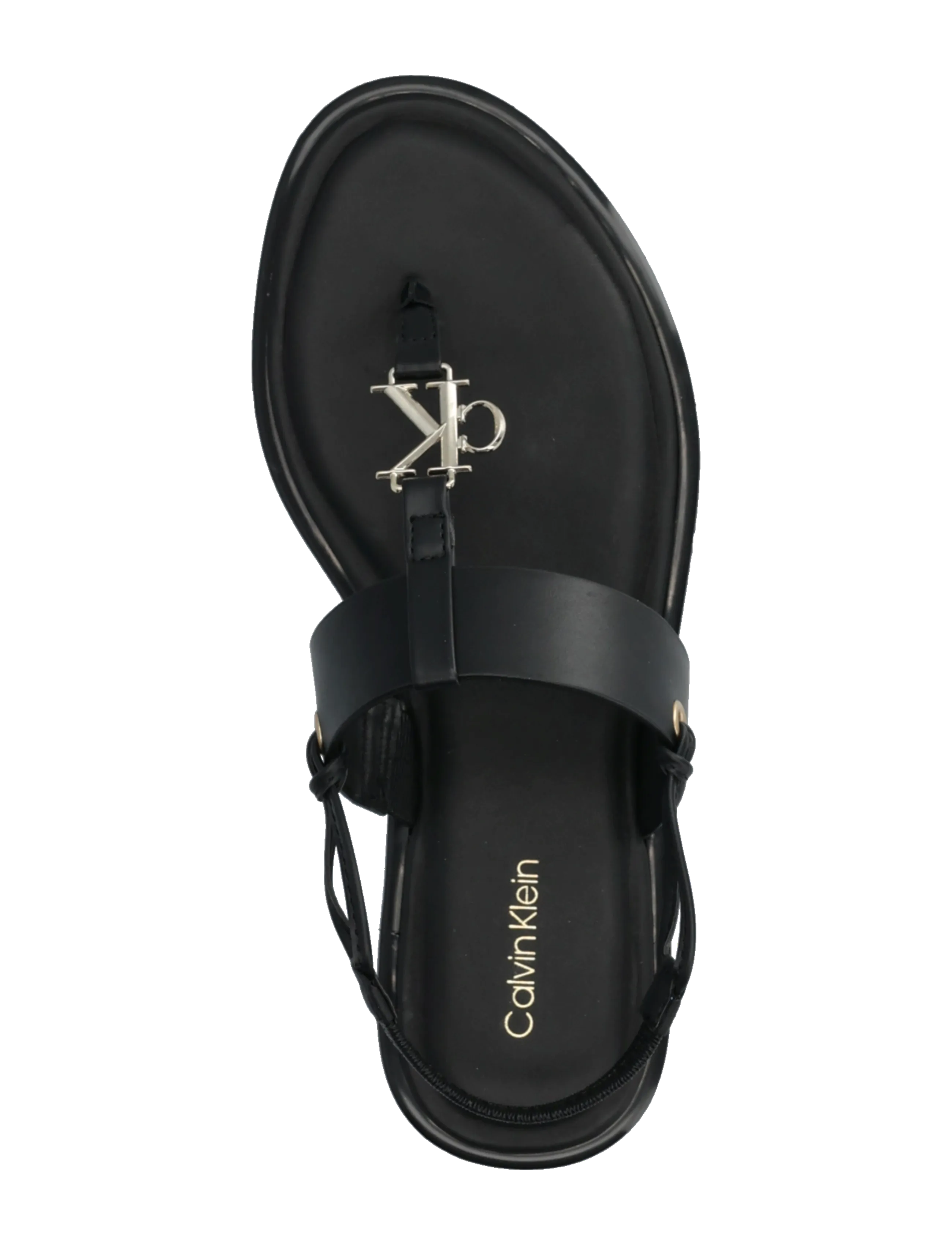 Calvin Klein - ROUND FLAT SNDL THONG LTH HDW - flade sandaler - triple black - 3