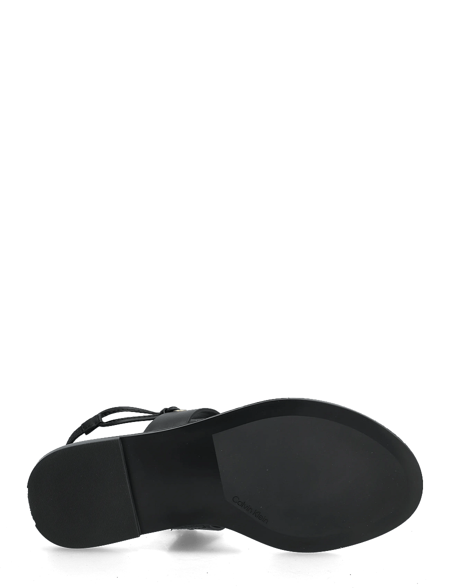 Calvin Klein - ROUND FLAT SNDL THONG LTH HDW - flache sandalen - triple black - 4