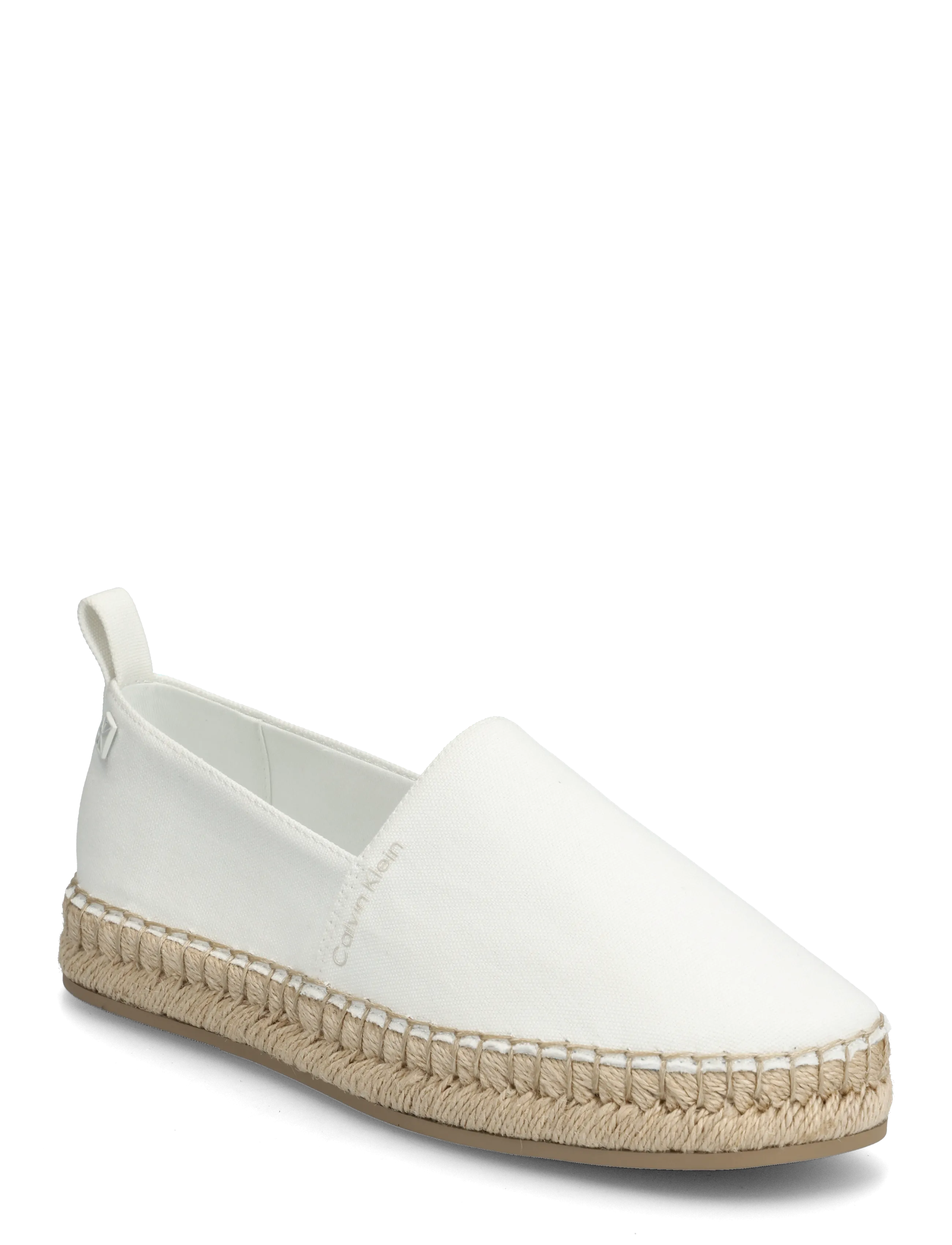 Calvin Klein Oblique Espadrille Canvas, 38, White, Espadriller > Flade Espadriller, Dame