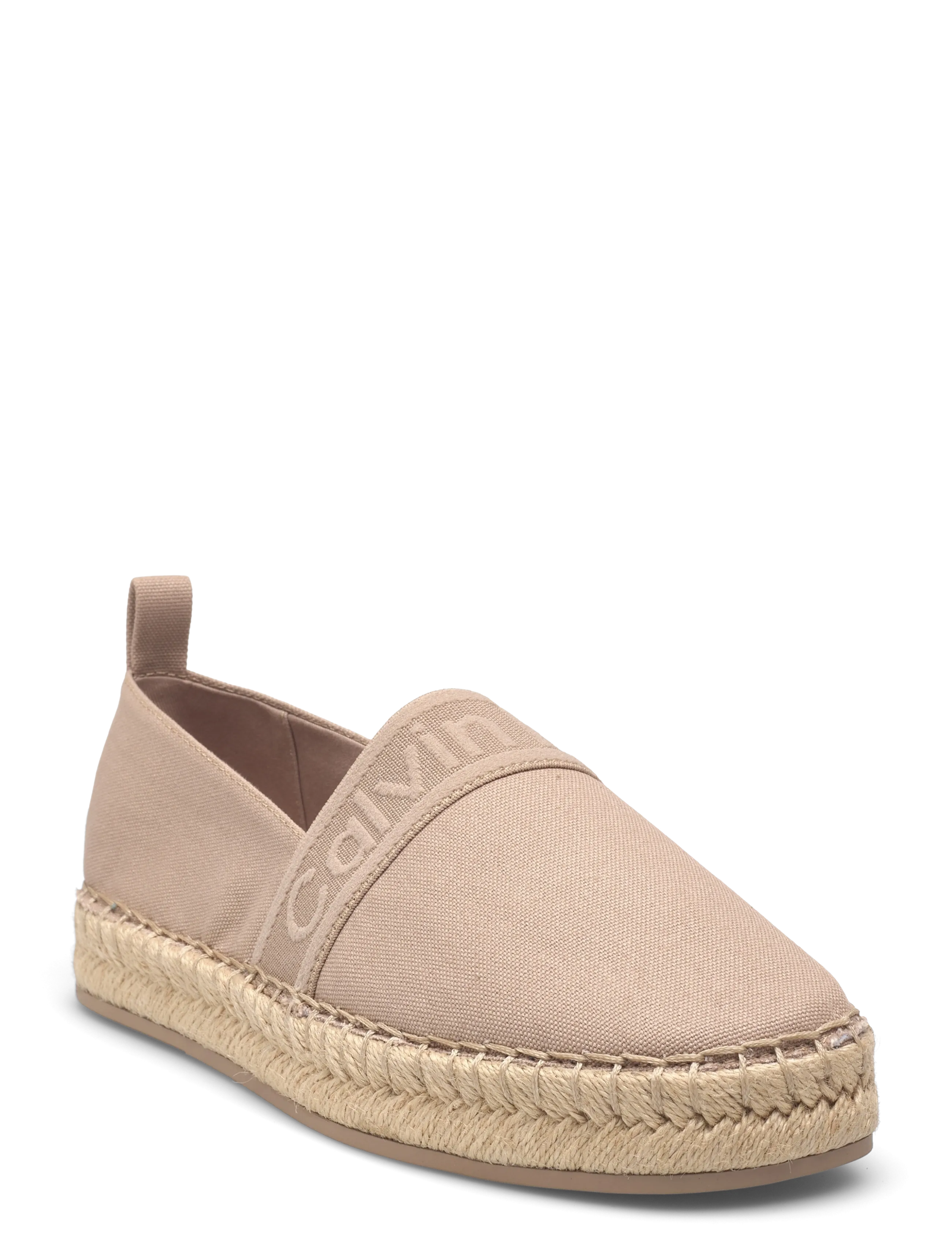 Calvin Klein Oblique Espadrille Webbing, 38, Beige, Espadriller > Flade Espadriller, Dame