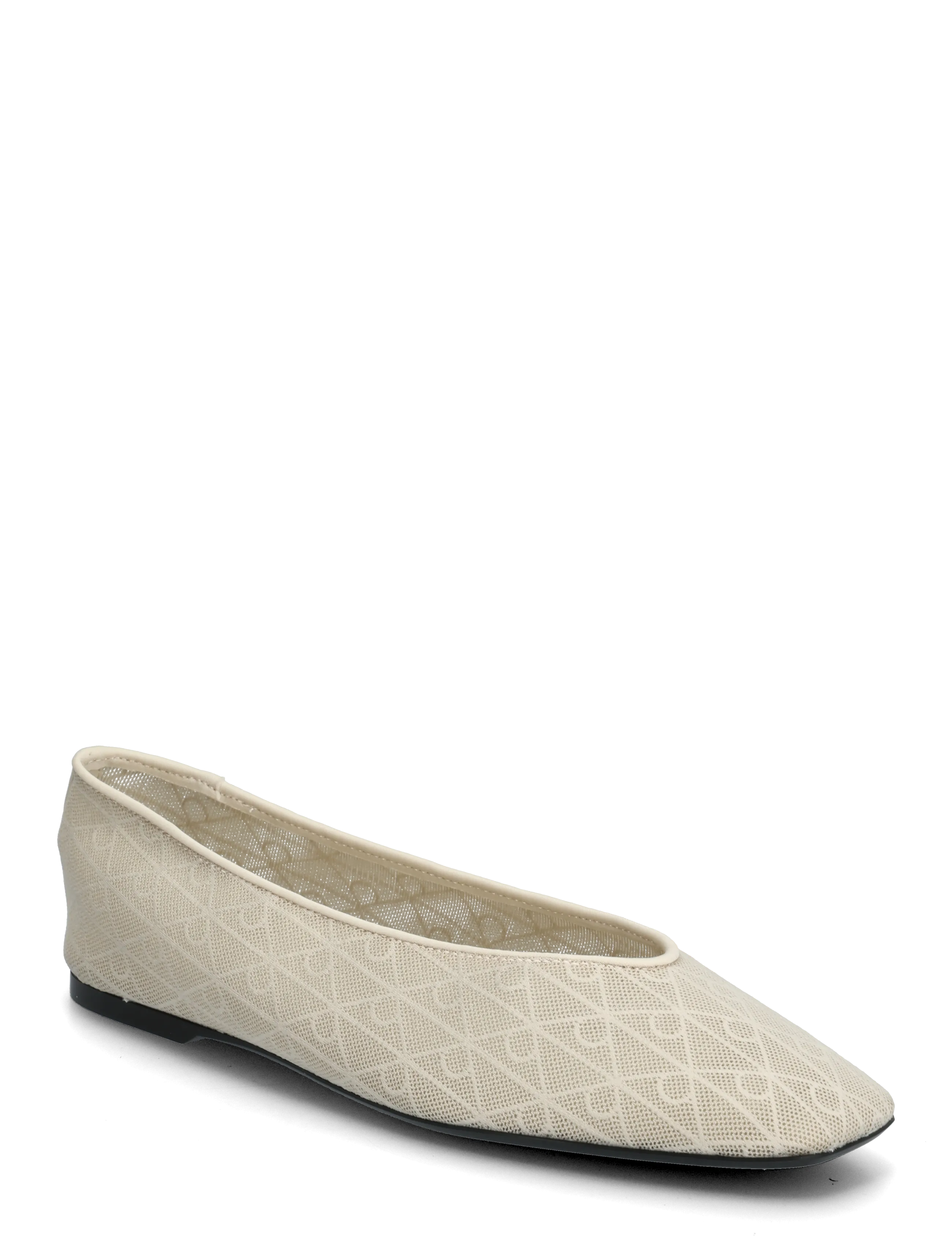 Calvin Klein SQUARE BALLERINA AOP MESH - Ballerinas - OATMEAL / cream