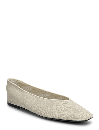 Calvin Klein SQUARE BALLERINA AOP MESH - Ballerinaskor - OATMEAL / cream