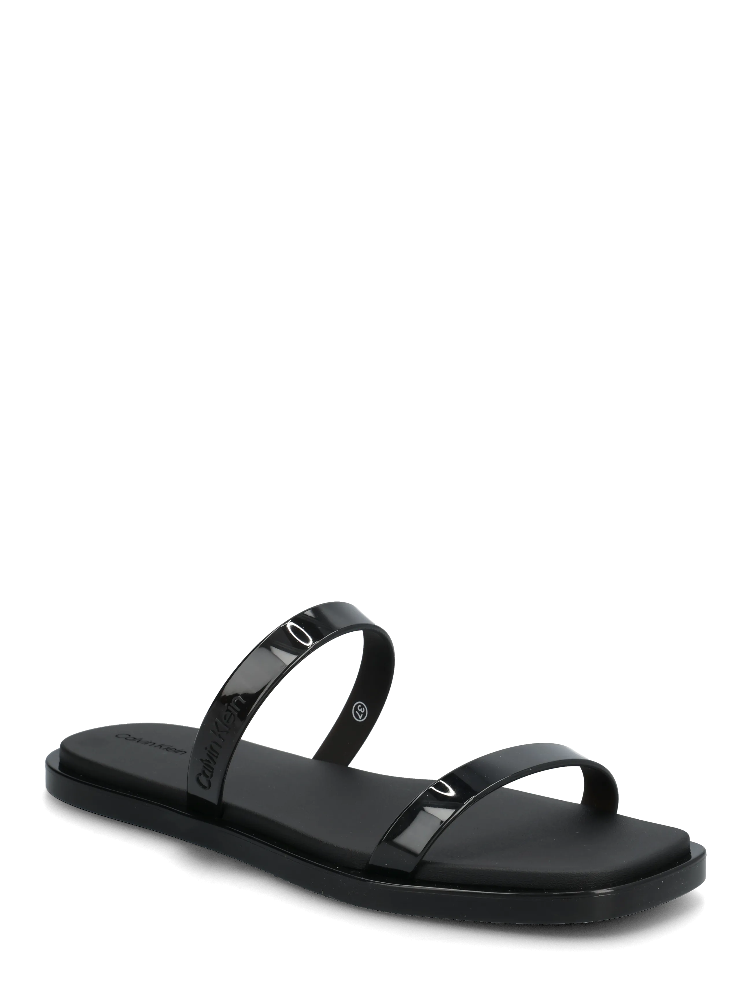 Calvin Klein Jelly Sndl Doub Bar Shiny St Tpu, 39, Black, Sandaler > Flade Sandals, Dame