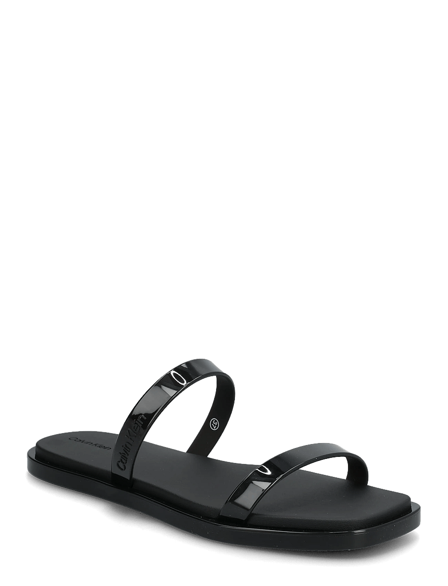 Calvin Klein - JELLY SNDL DOUB BAR SHINY ST TPU - flade sandaler - triple black - 0
