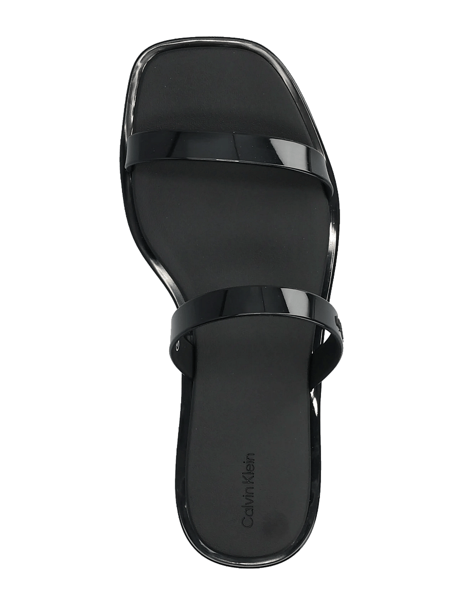 Calvin Klein - JELLY SNDL DOUB BAR SHINY ST TPU - flade sandaler - triple black - 3