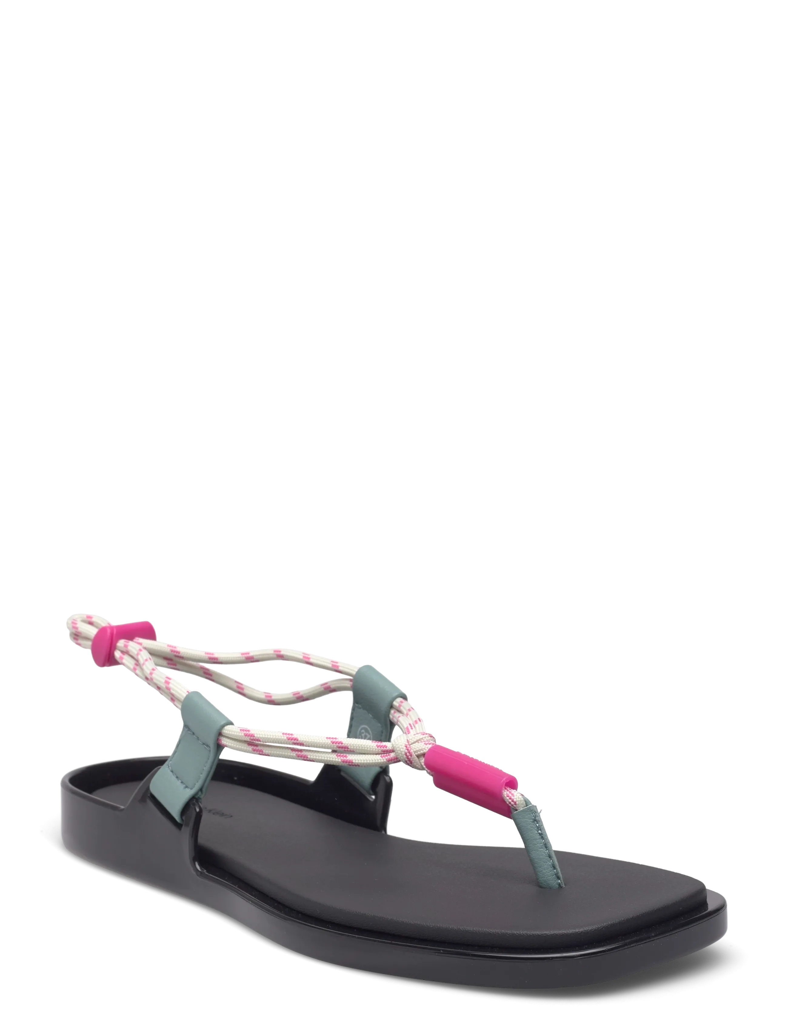 Calvin Klein BEACH SANDAL ROPE PU 2 - Sandaalid - BLACK ARCTIC PINK YARROW / black