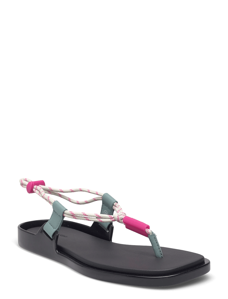 Calvin Klein - BEACH SANDAL ROPE PU 2 - flat sandals - black arctic pink yarrow - 0
