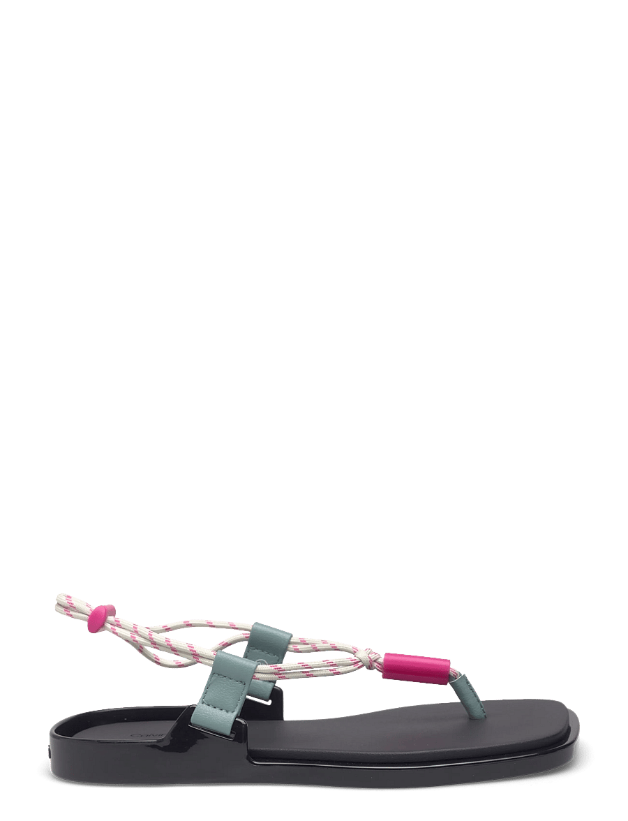 Calvin Klein - BEACH SANDAL ROPE PU 2 - flat sandals - black arctic pink yarrow - 1